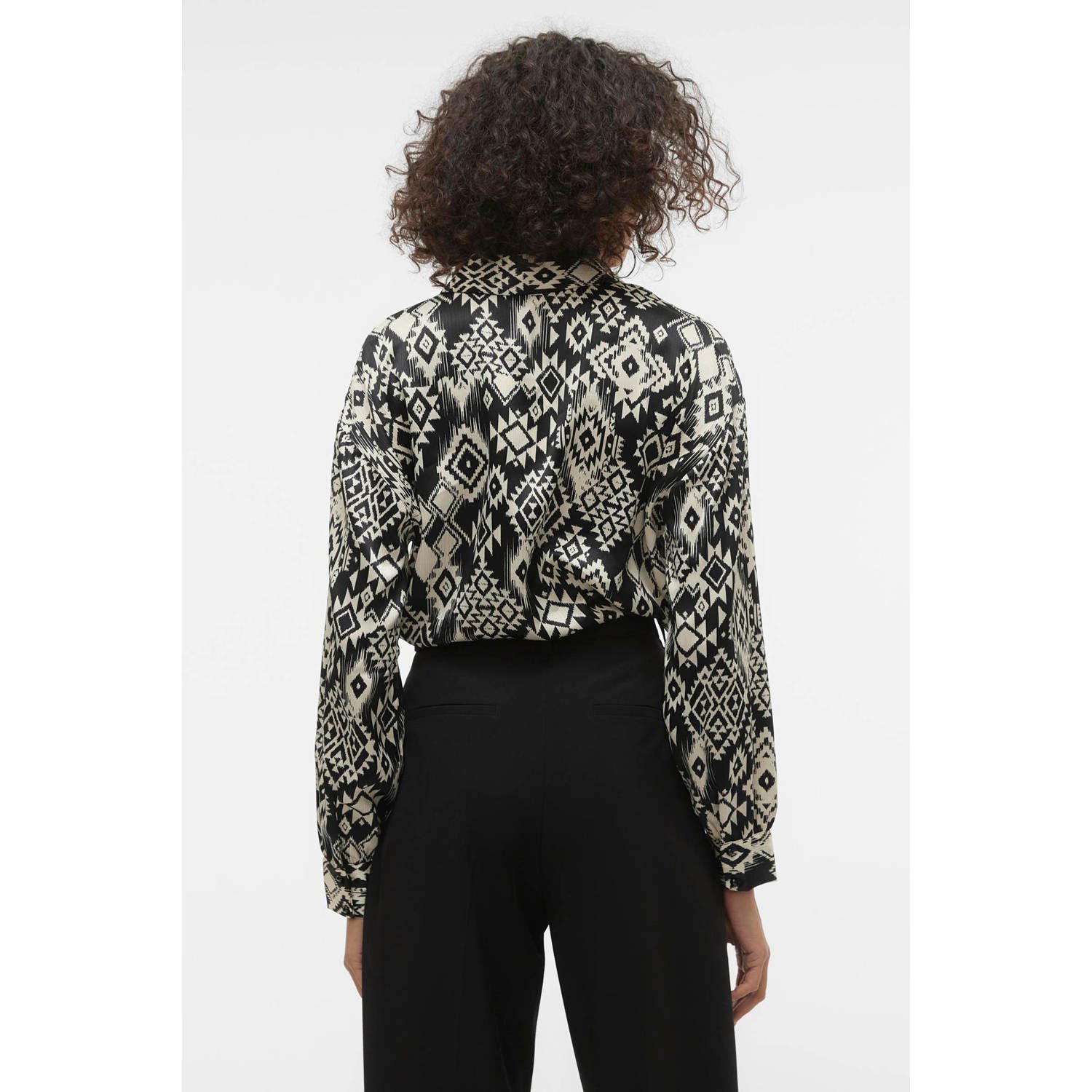 VERO MODA VMGEMA blouse met all over print zwart wit