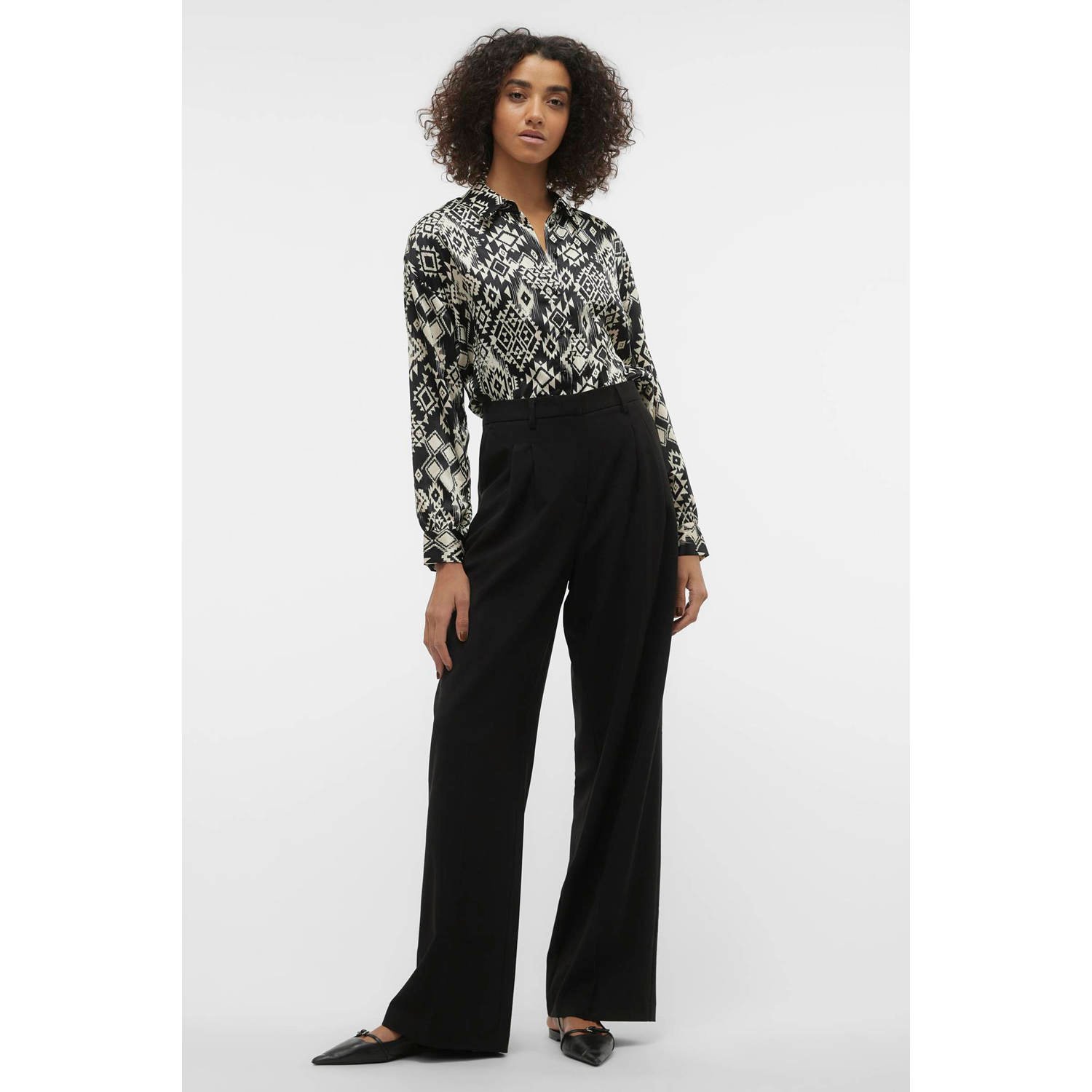 VERO MODA VMGEMA blouse met all over print zwart wit