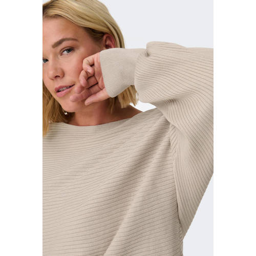 ONLY CARMAKOMA ribgebreide trui CARNEW beige afbeelding