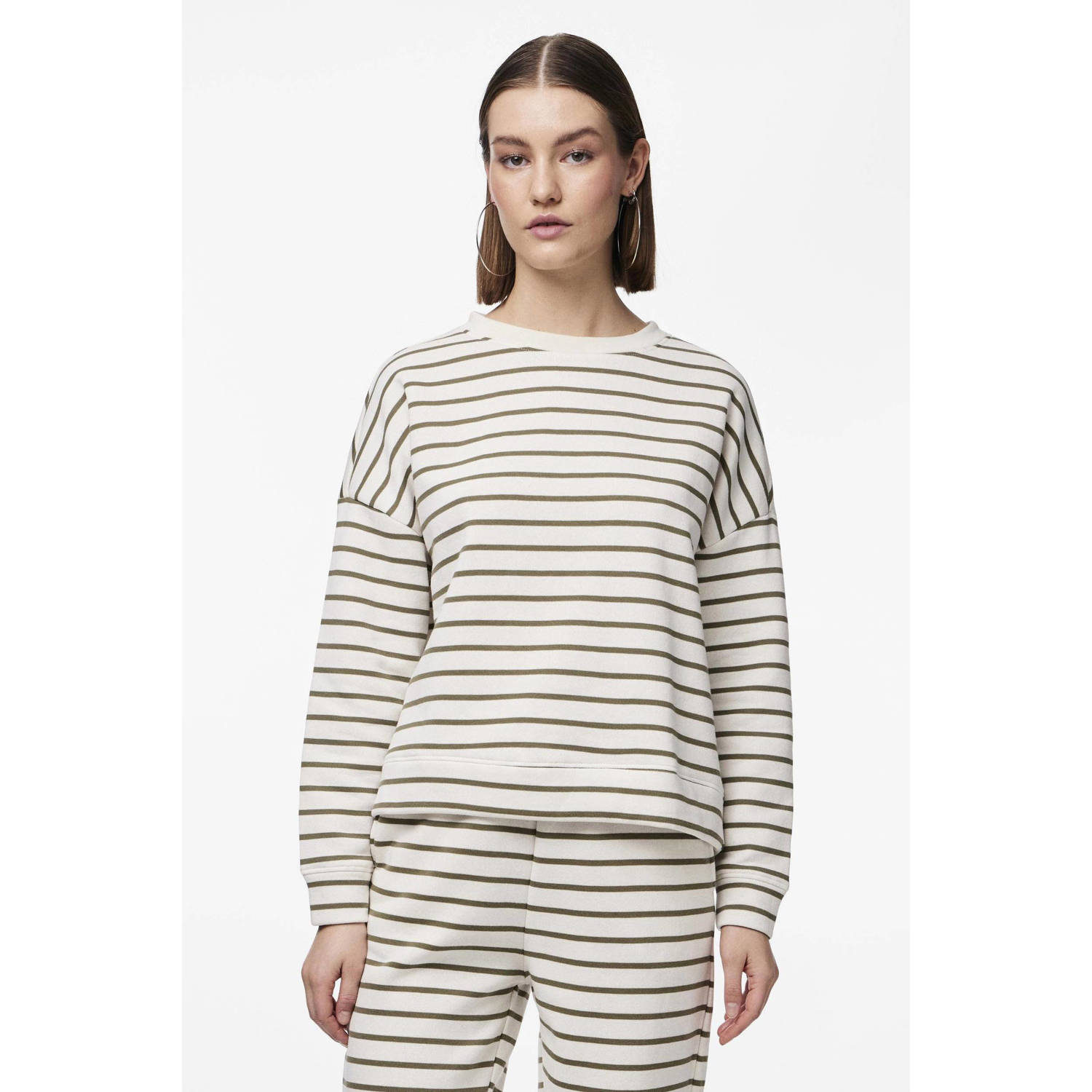 PIECES sweater PCCHILLI wit donkergroen