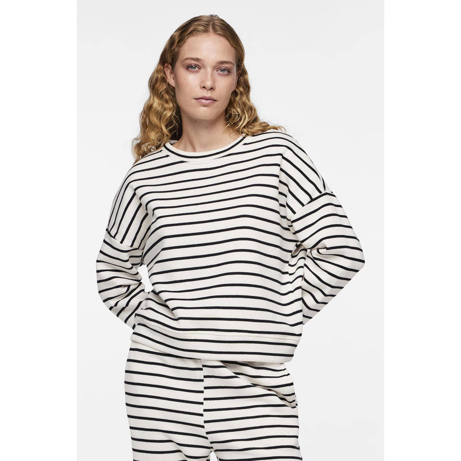 Pieces Comfort fit gestreept sweatshirt met katoen model: 'CHILLI'