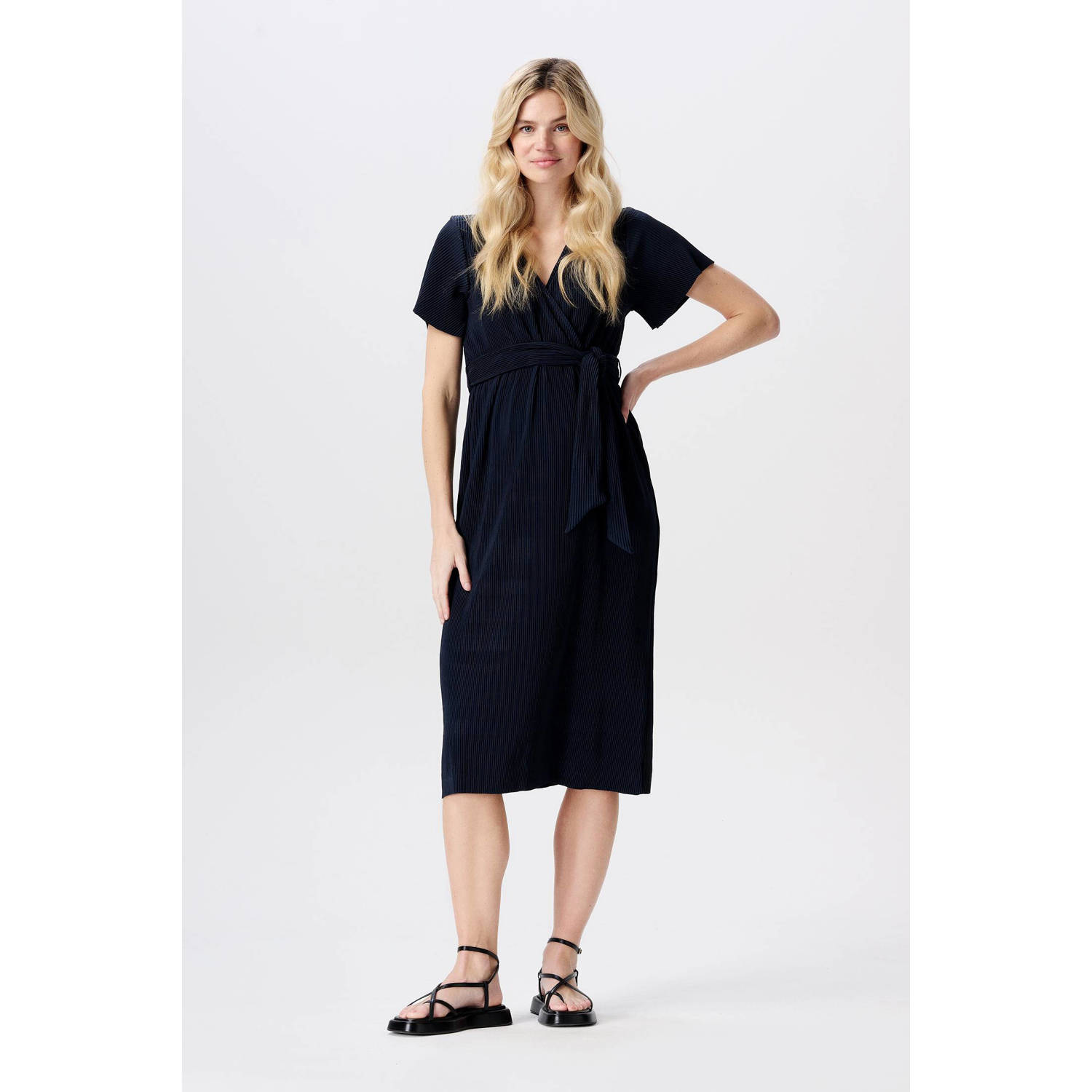 Noppies zwangerschaps- en voedingsjurk Kaja zwart Dames Polyester V-hals XXL