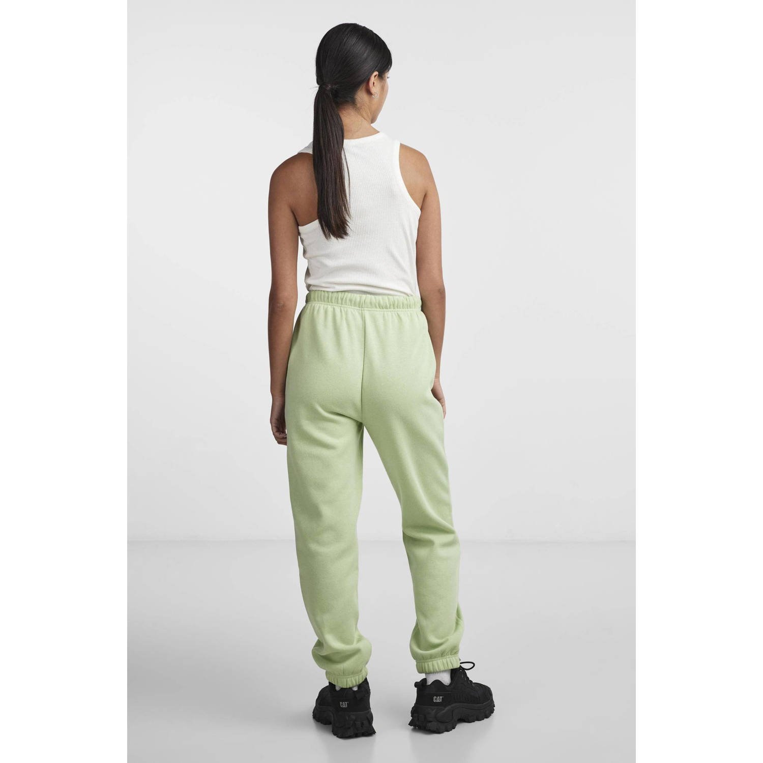 PIECES high waist regular fit sweatpants PCCHILLI lichtgroen