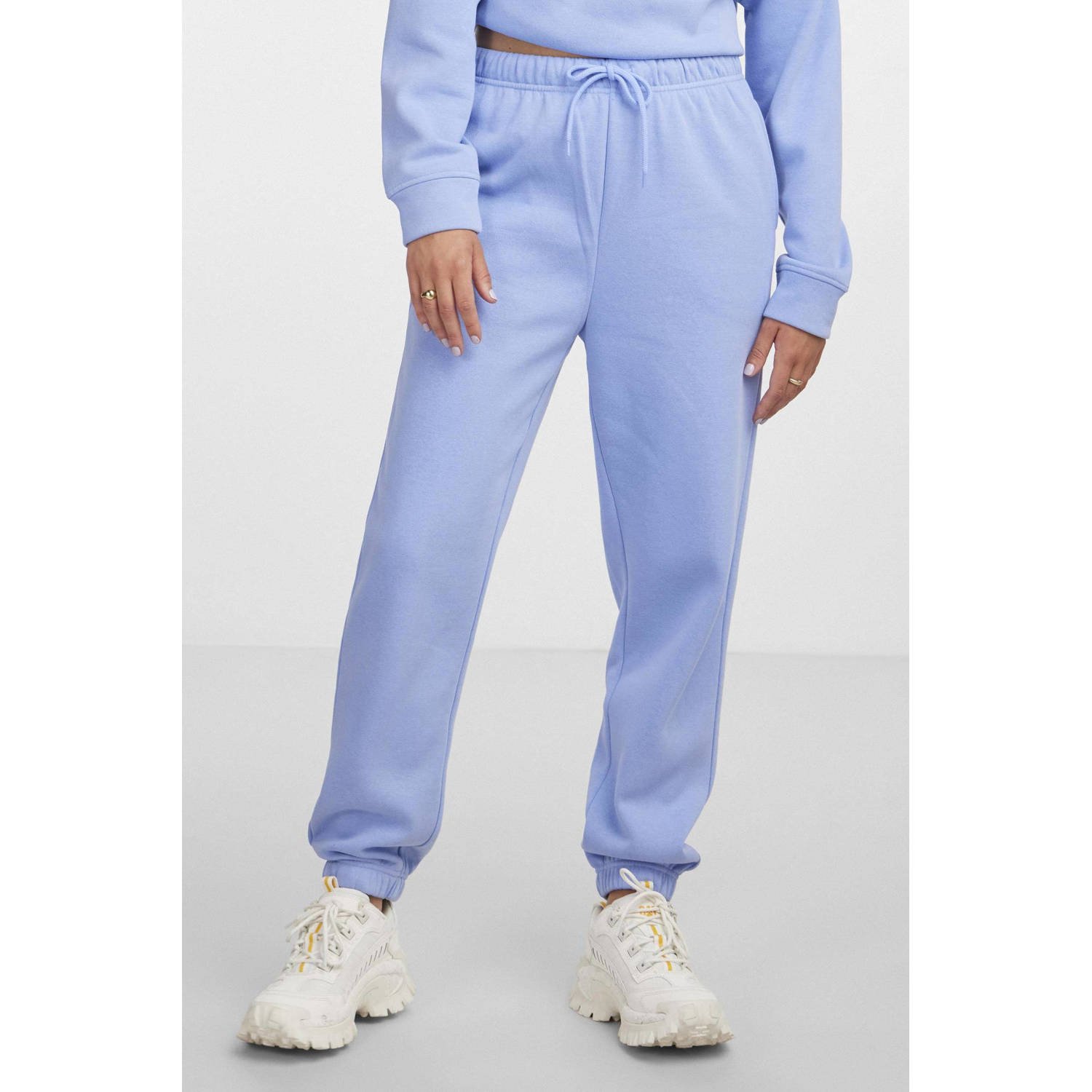 PIECES high waist regular fit sweatpants PCCHILLI lichtblauw