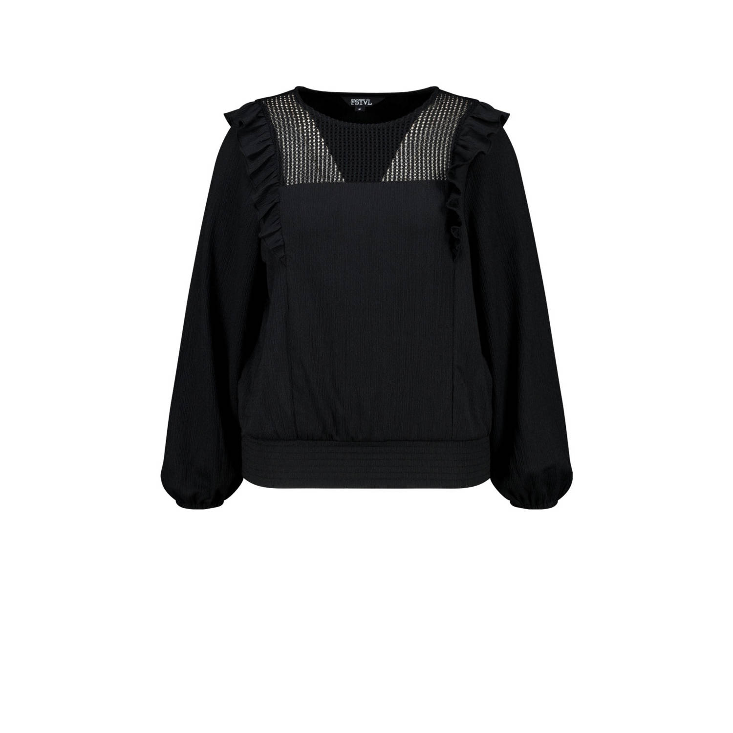 MS Mode blousetop met pailletten zwart