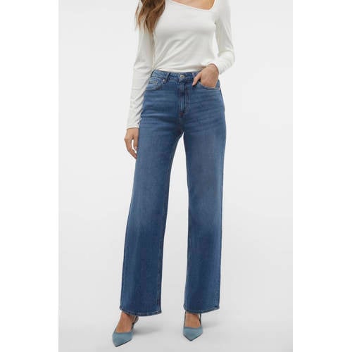 VERO MODA high waist wide leg jeans VMTESSA medium blue denim afbeelding