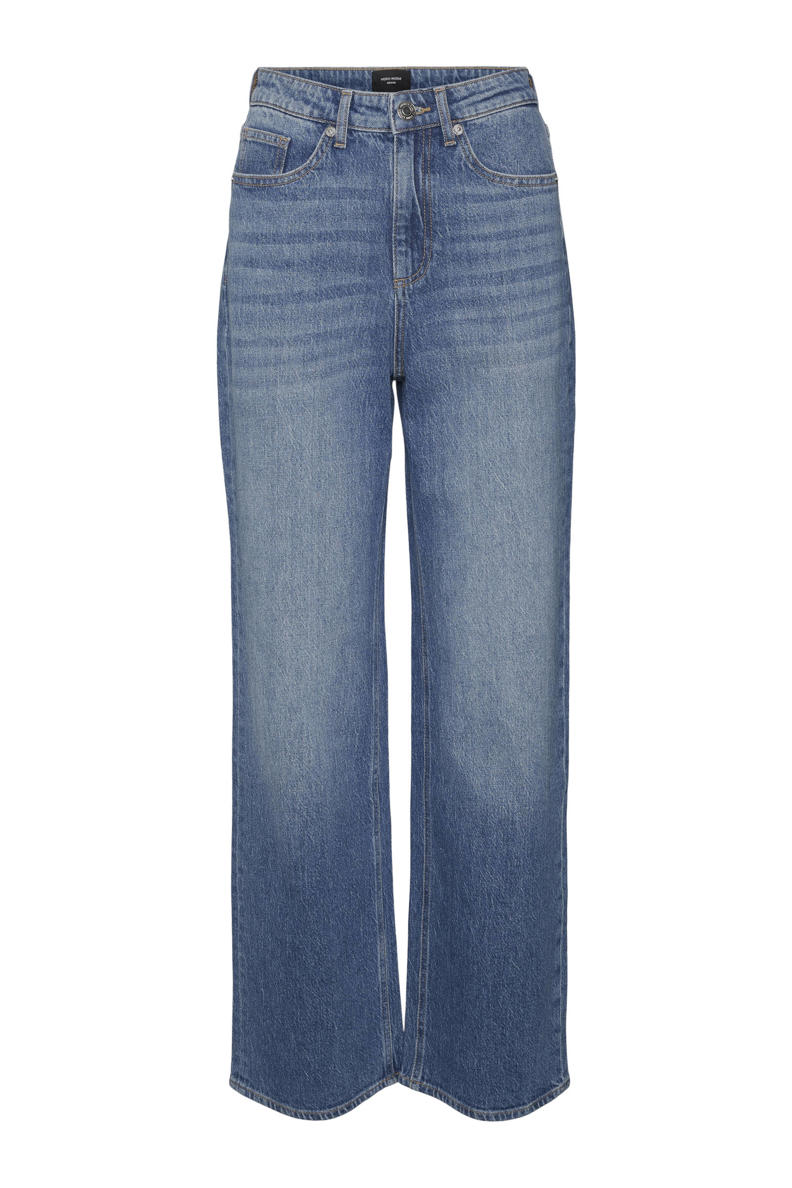 VERO MODA Women's Jeans Vmtessa Hr Wide Jeans Ra369 Ga Noos, Dark Blue Denim/Detail: rinse