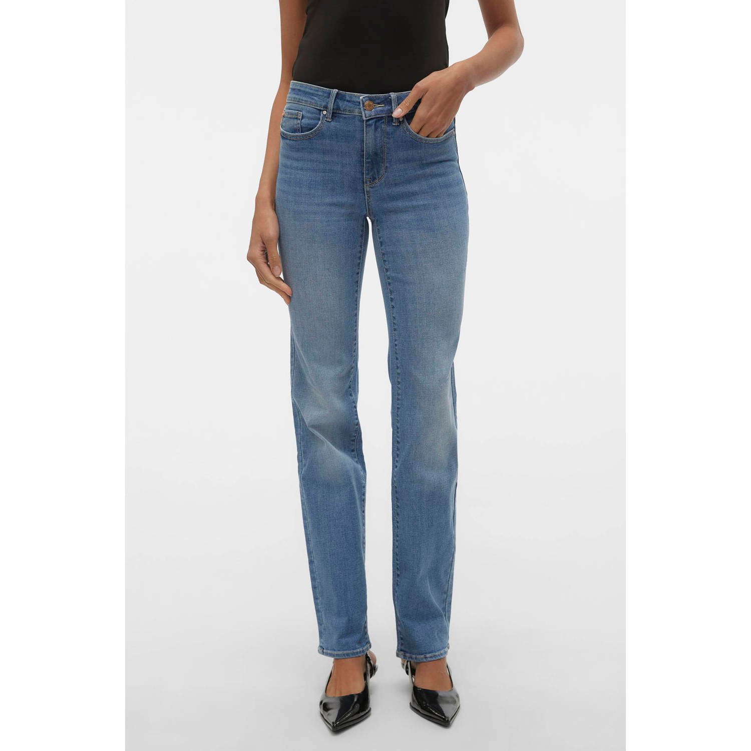 VERO MODA straight leg jeans VMFLASH medium blue denim