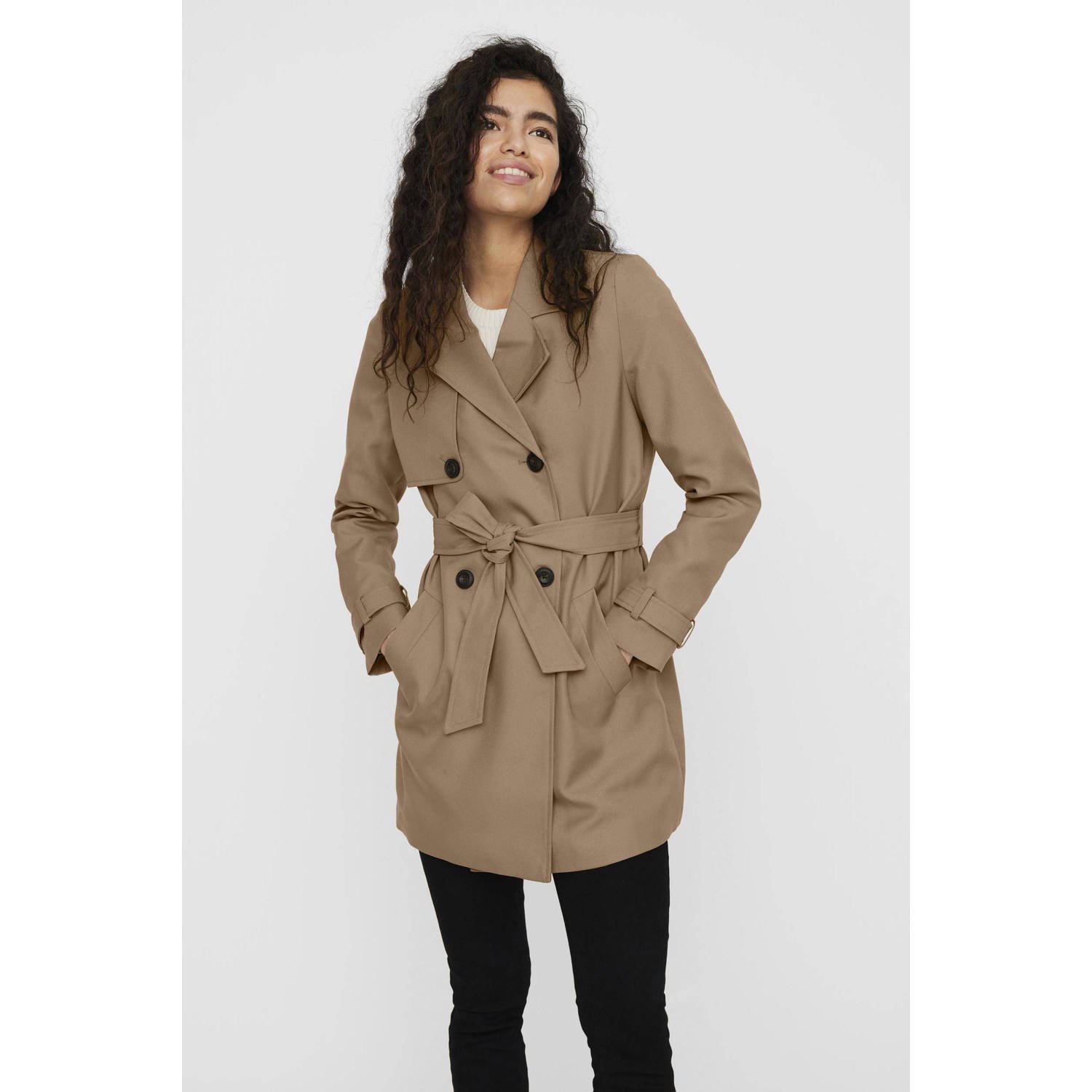 Vero Moda Outdoor Lange jas met strikceintuur model 'CELESTE'