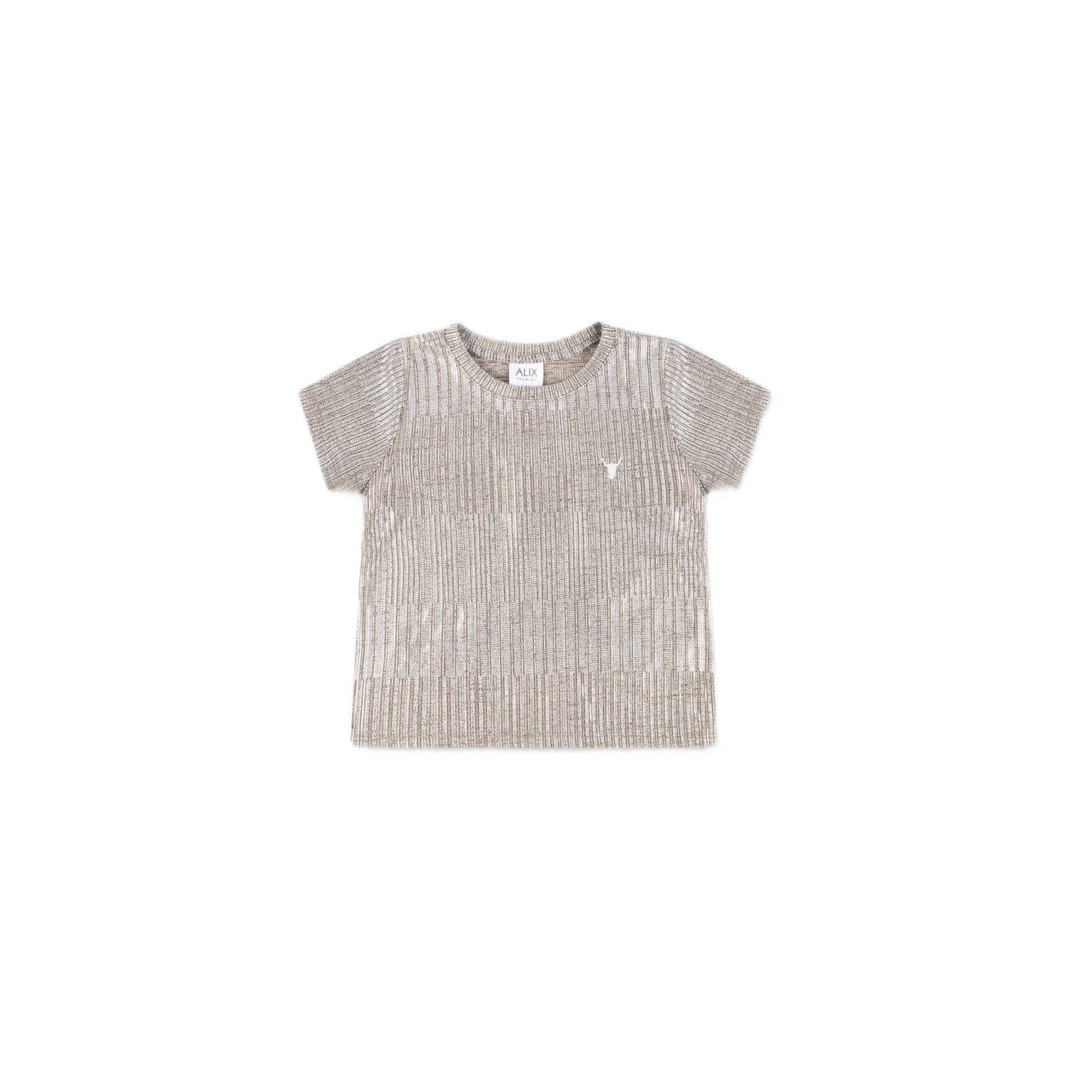 Alix the Label Alix Mini T-shirt zilver Meisjes Polyester Ronde hals Effen 110 116