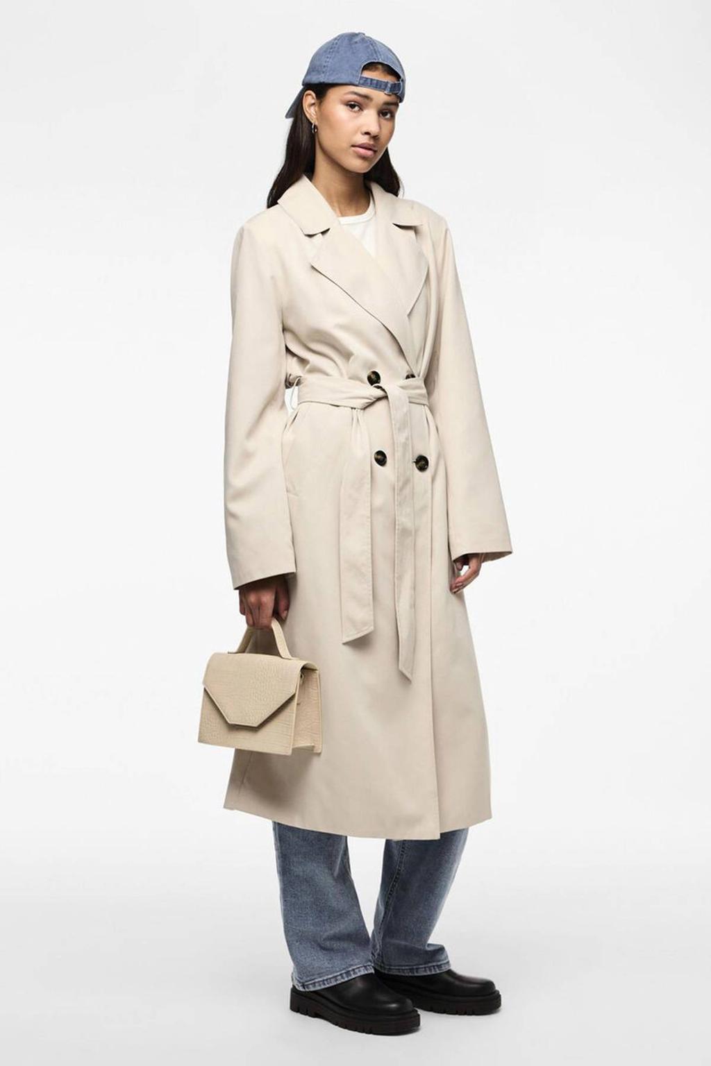 PIECES trenchcoat jas met ceintuur beige