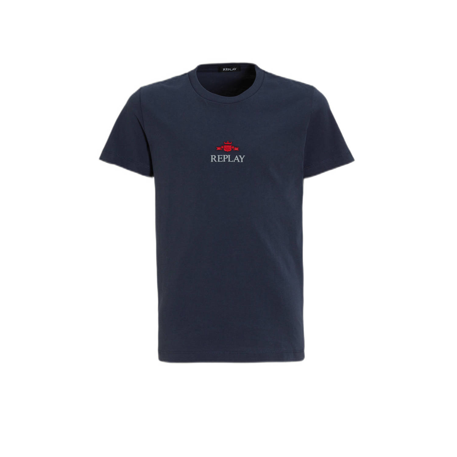 Replay T-shirt met logo donkerblauw Jongens Katoen Ronde hals Logo 104