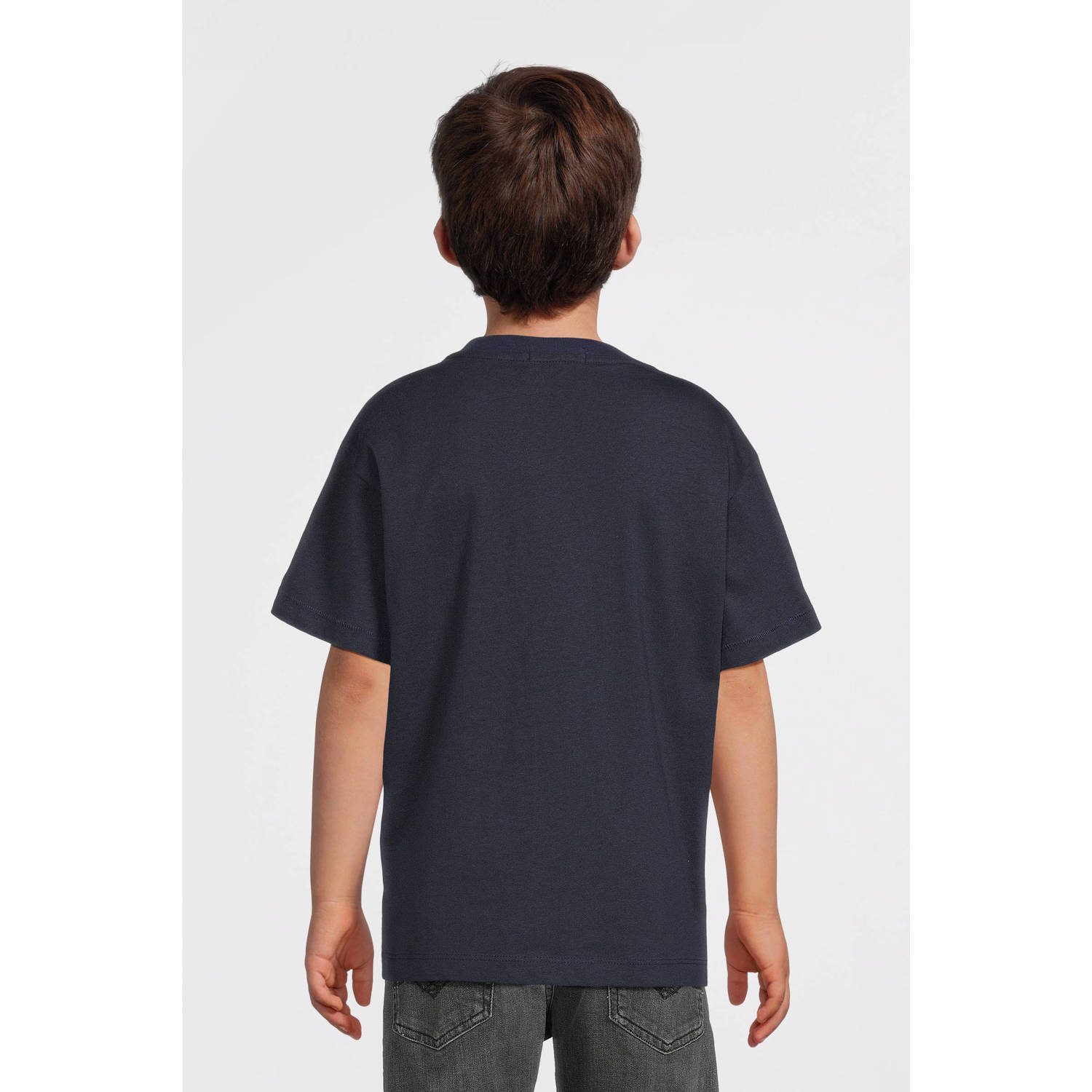 REPLAY T-shirt met printopdruk donkerblauw