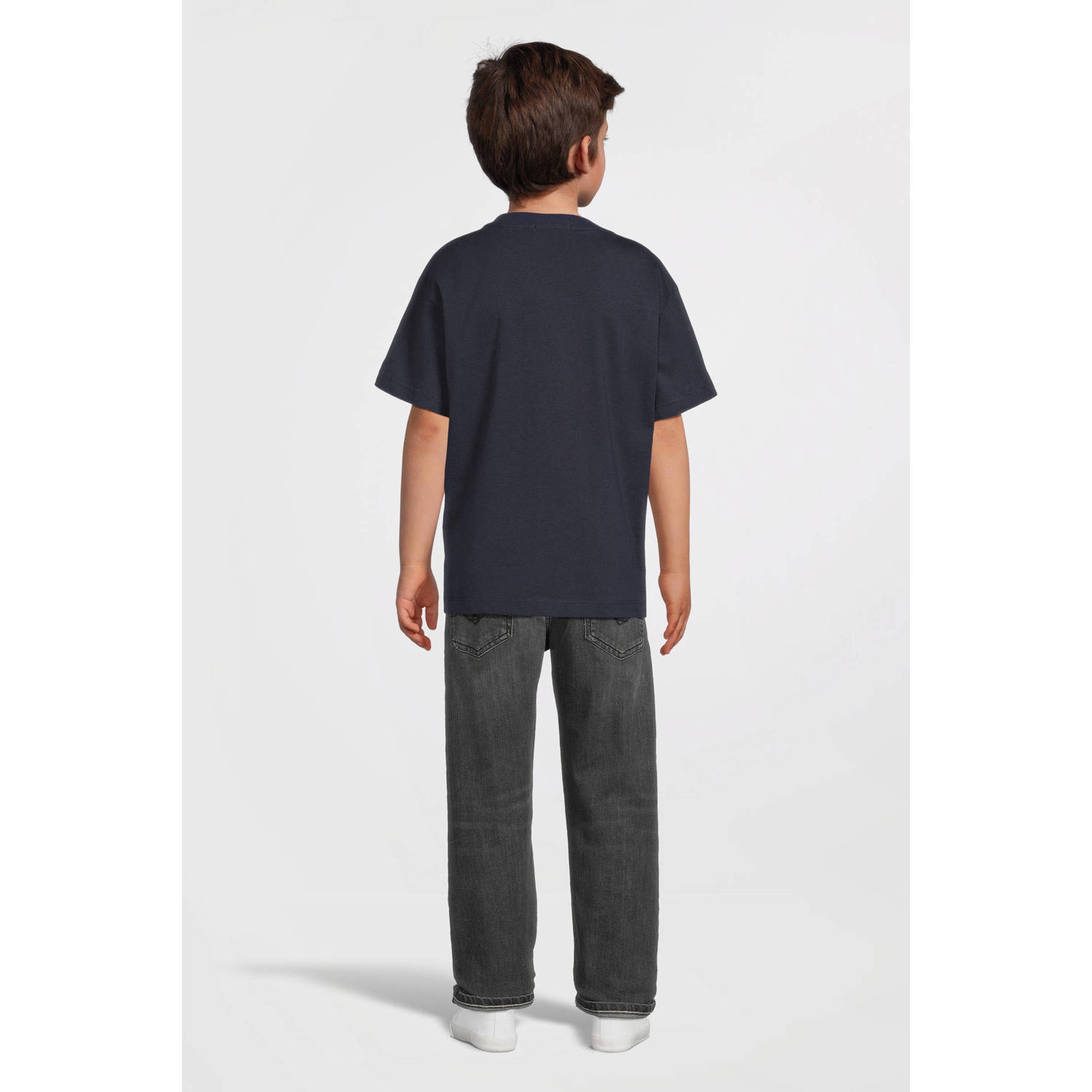 REPLAY T-shirt met printopdruk donkerblauw