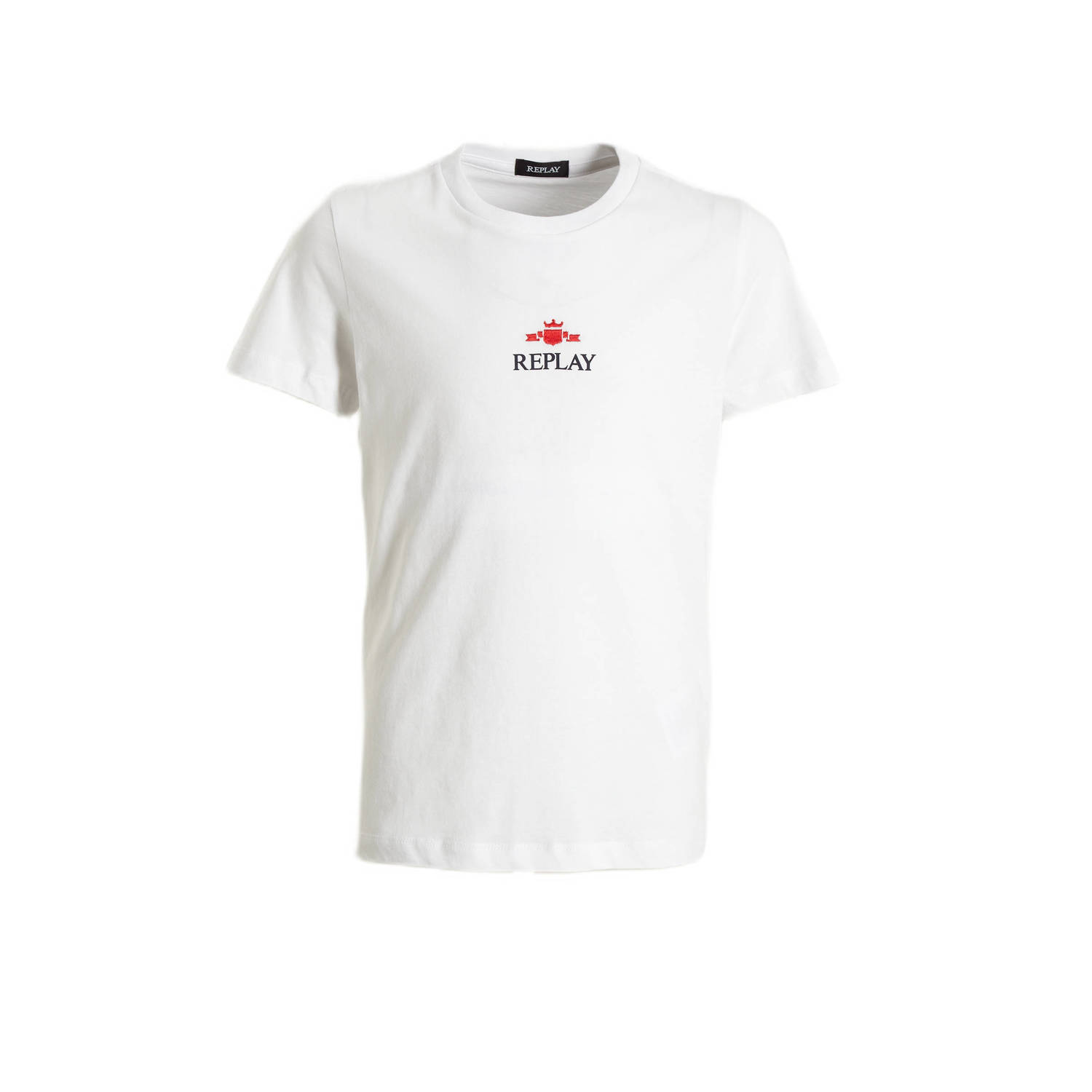 Replay T-shirt met logo donkerblauw Wit Jongens Katoen Ronde hals Logo 104