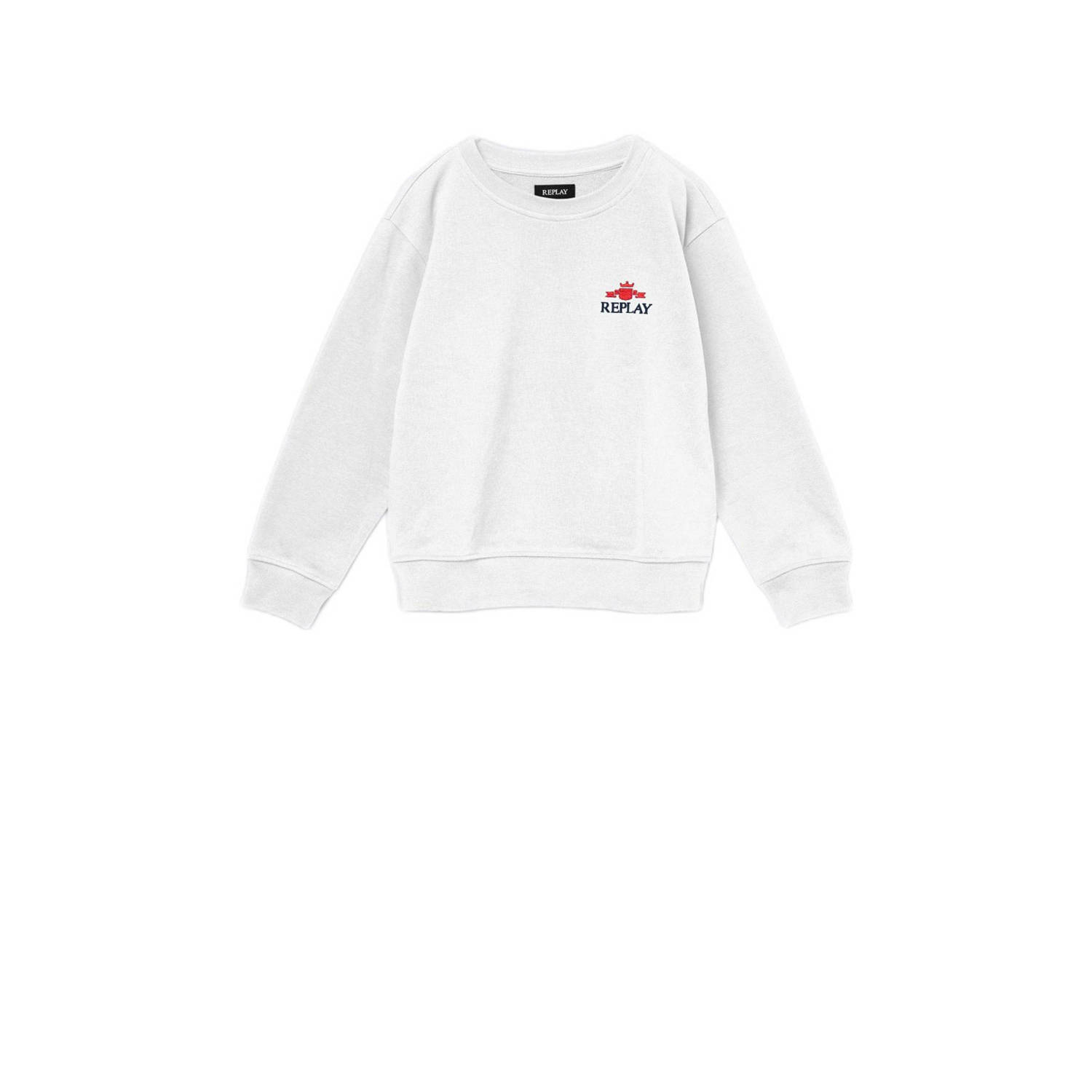 Replay sweater met logo wit Logo 104 | Sweater van