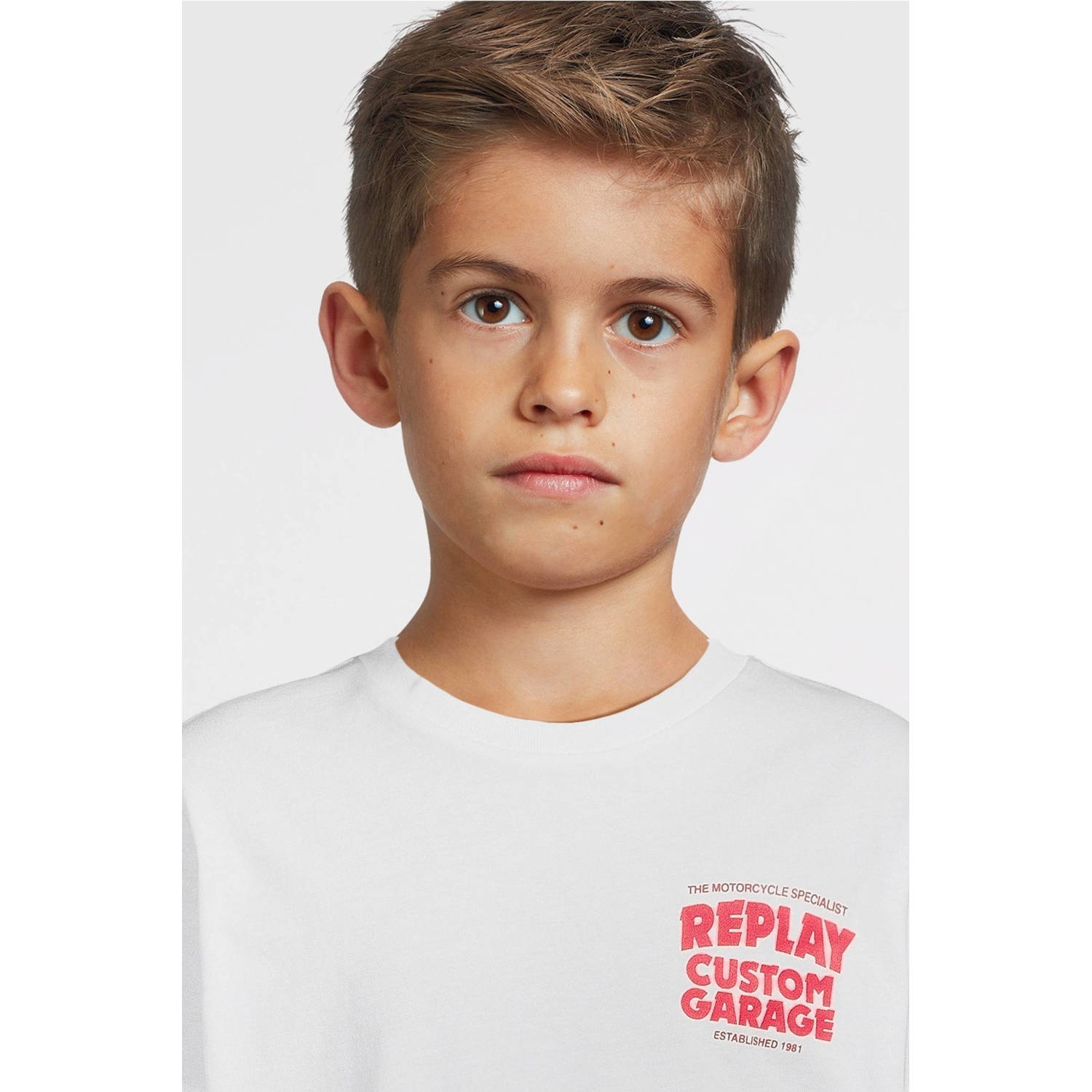 REPLAY T-shirt met tekst wit