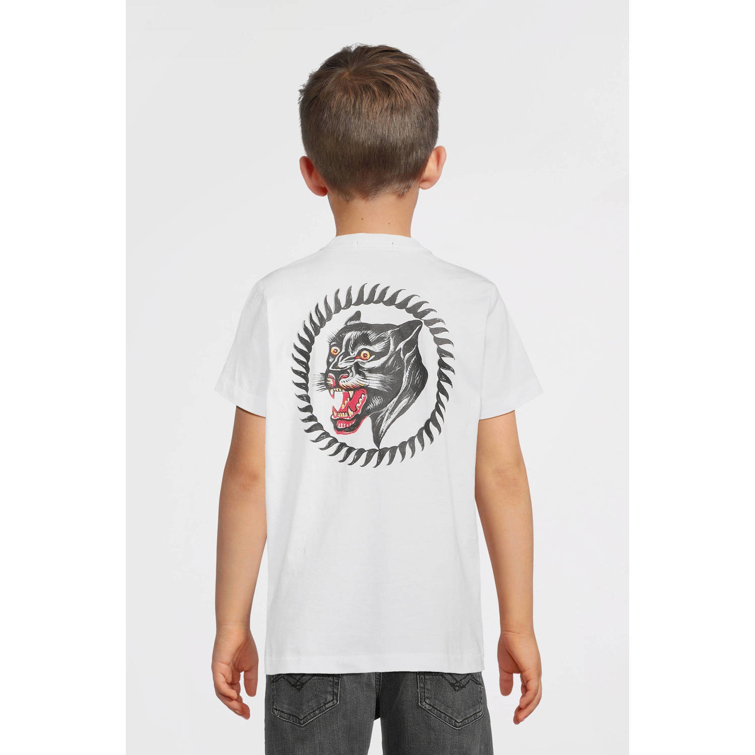 REPLAY T-shirt met tekst wit