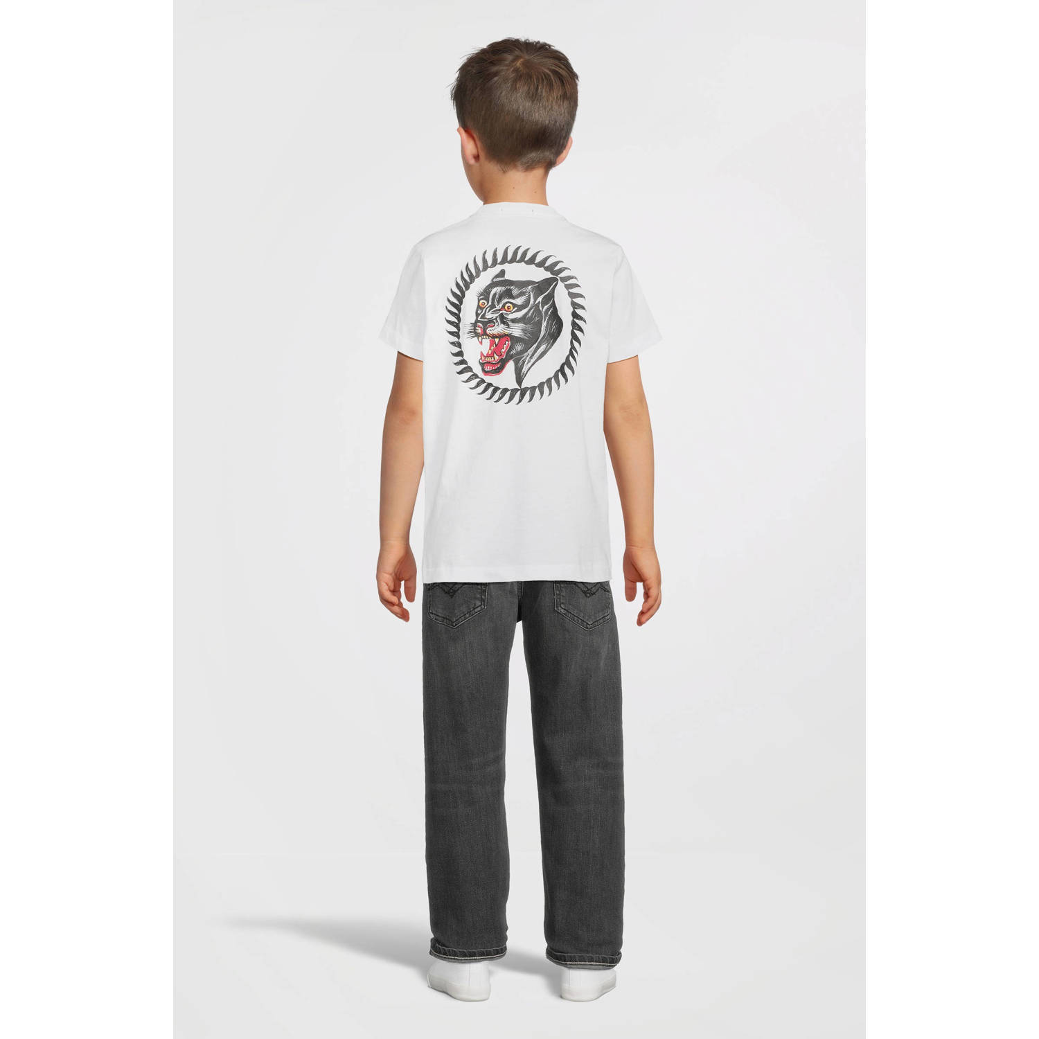 REPLAY T-shirt met tekst wit