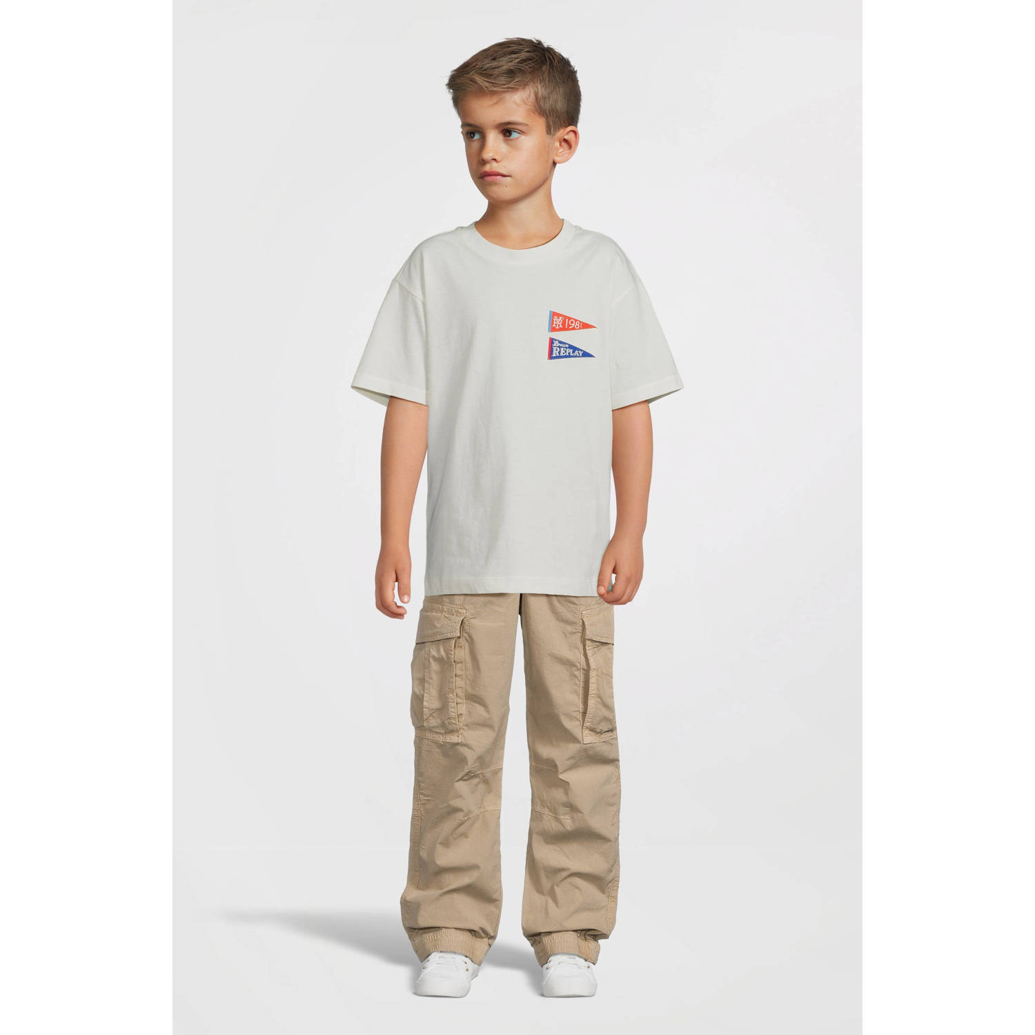 REPLAY T-shirt met printopdruk offwhite