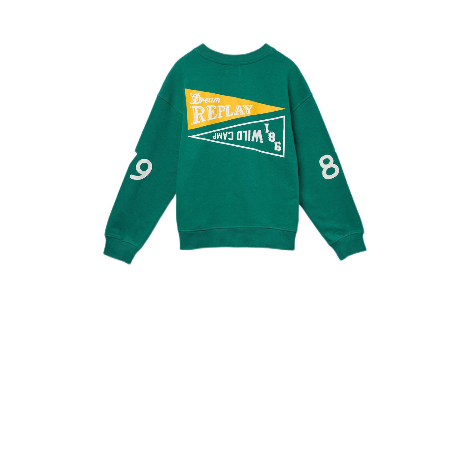 REPLAY trui met printopdruk groen