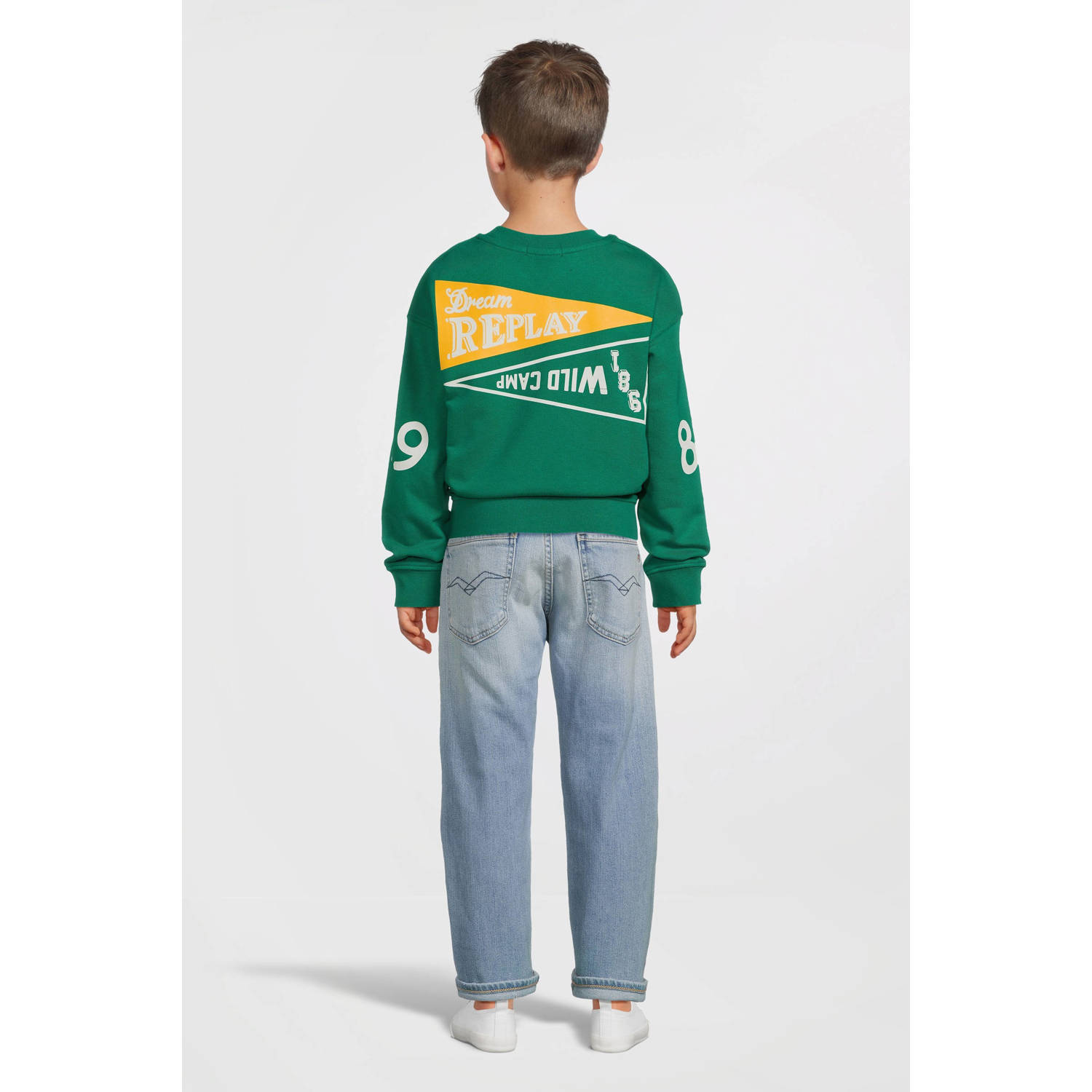 REPLAY trui met printopdruk groen