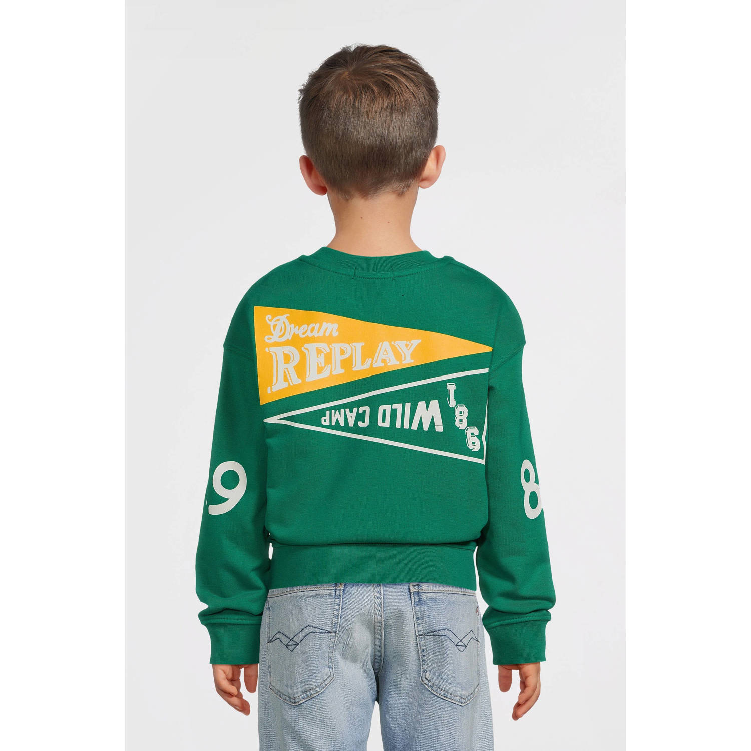 REPLAY trui met printopdruk groen