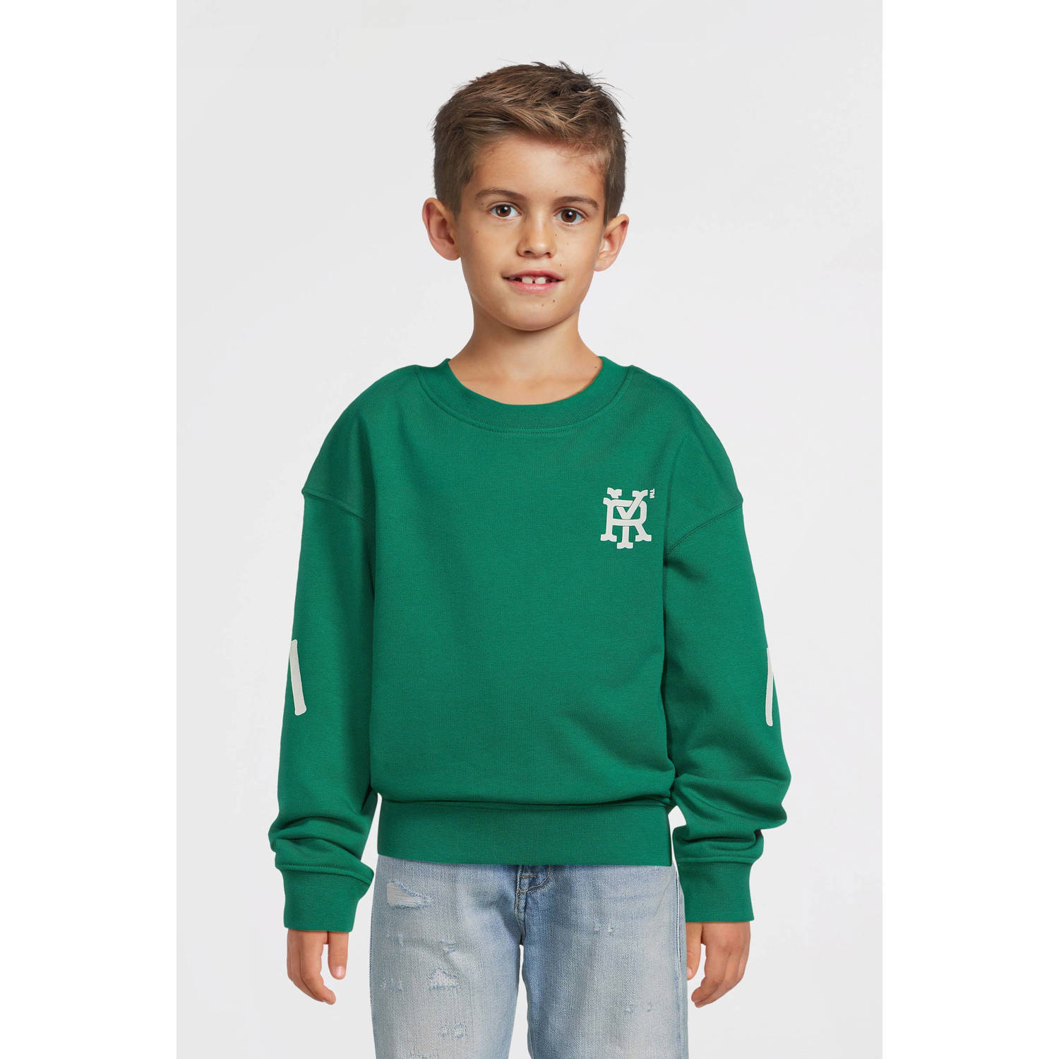 REPLAY trui met printopdruk groen