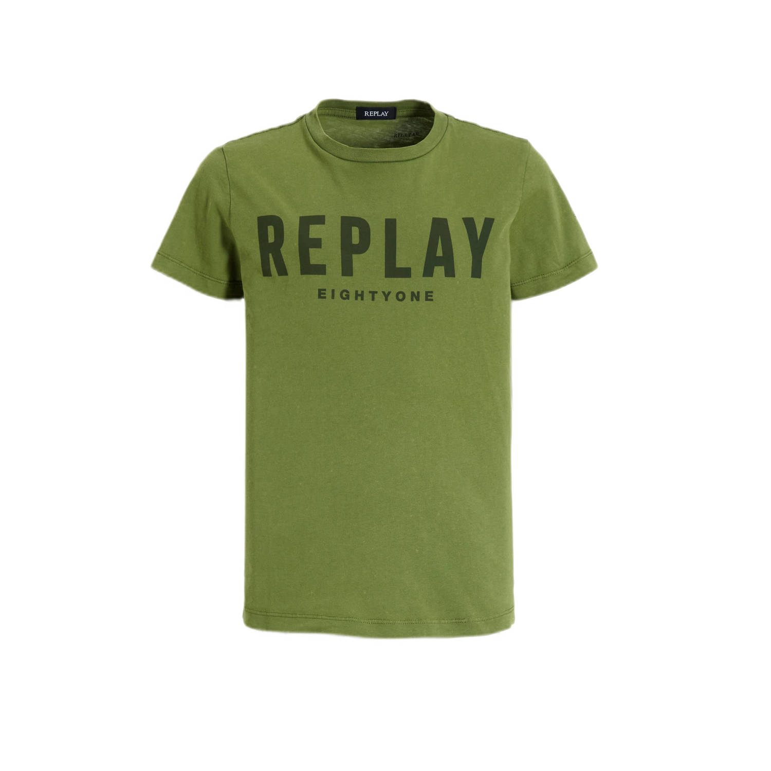 Replay T-shirt met tekst Groen Jongens Katoen Ronde hals Tekst 140