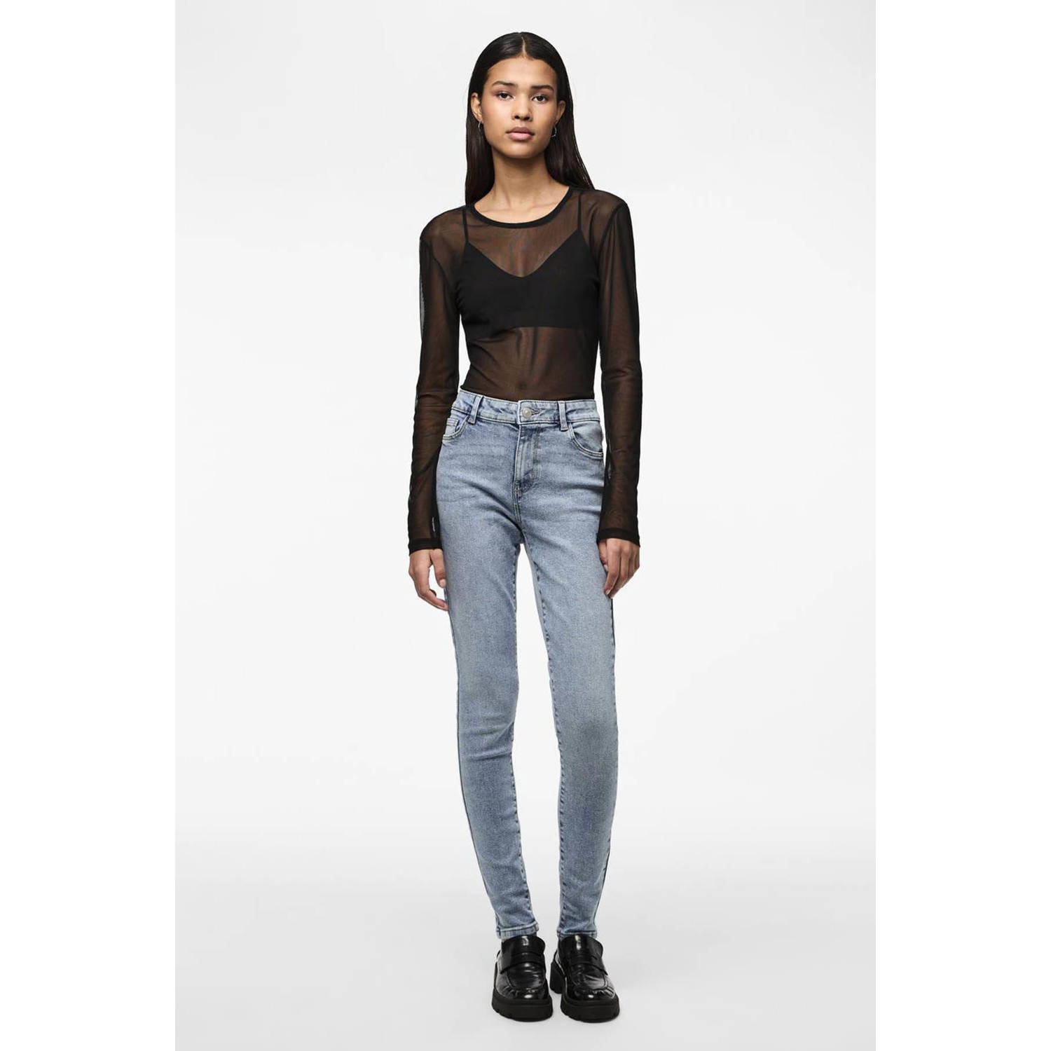 PIECES skinny jeans PCDANA medium blue denim