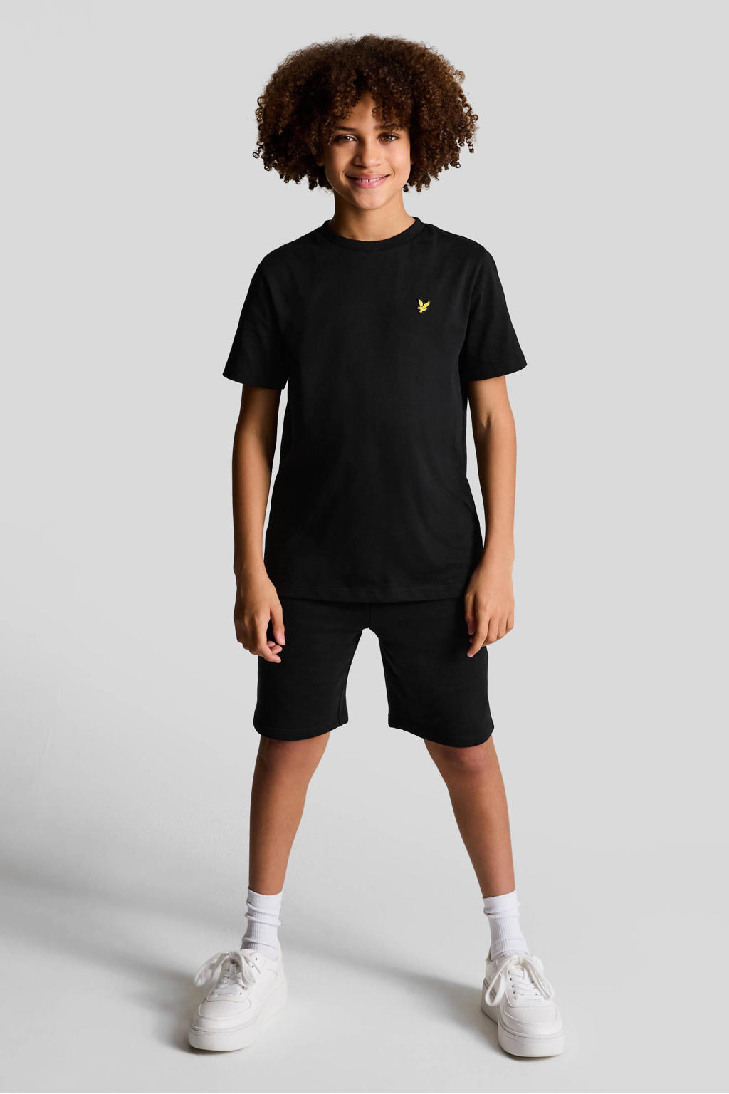 Zwarte jongens Lyle & Scott sweatshort van katoen met regular waist, elastische tailleband met koord en effen