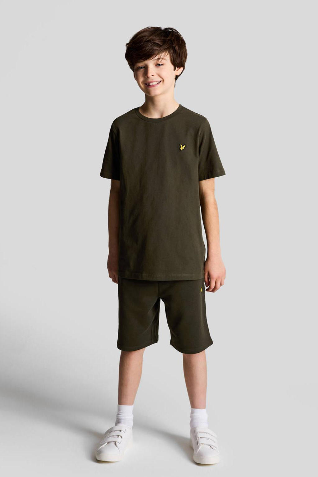 Groene jongens Lyle & Scott sweatshort met regular waist en effen
