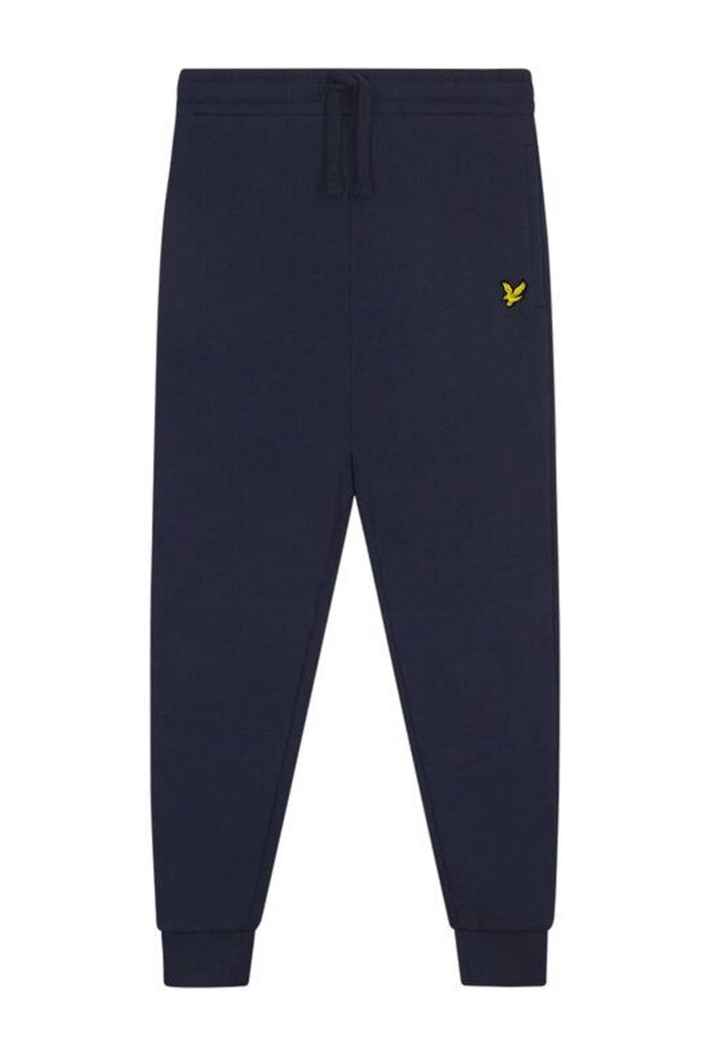 Blauwe jongens Lyle & Scott joggingbroek van katoen met slim fit, regular waist, elastische tailleband met koord en effen