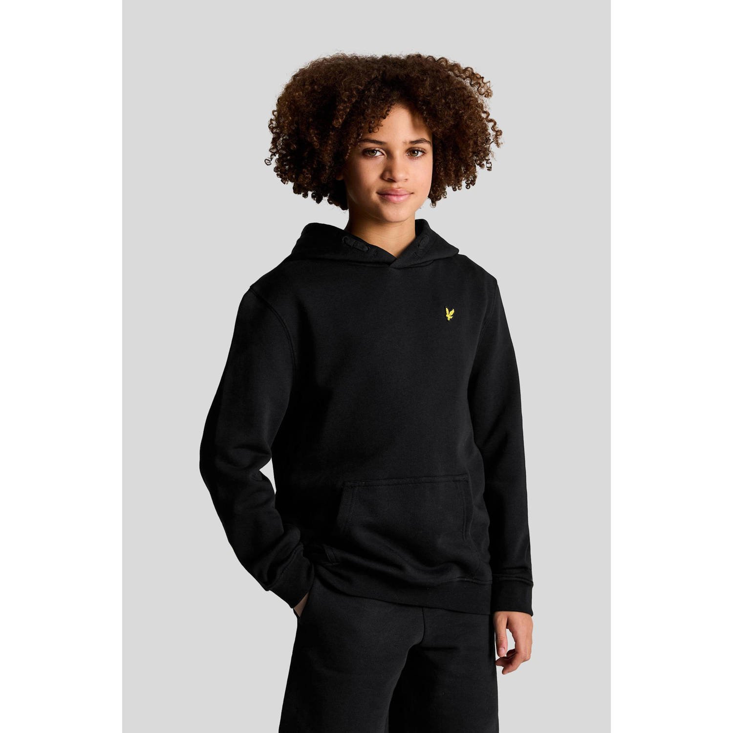 Lyle & Scott sweater zwart Jongens Katoen Capuchon Effen 110 116