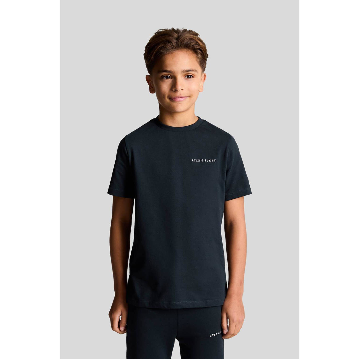 Lyle & Scott T-shirt TSB2012V donkerblauw Jongens Katoen Ronde hals Effen 140 146