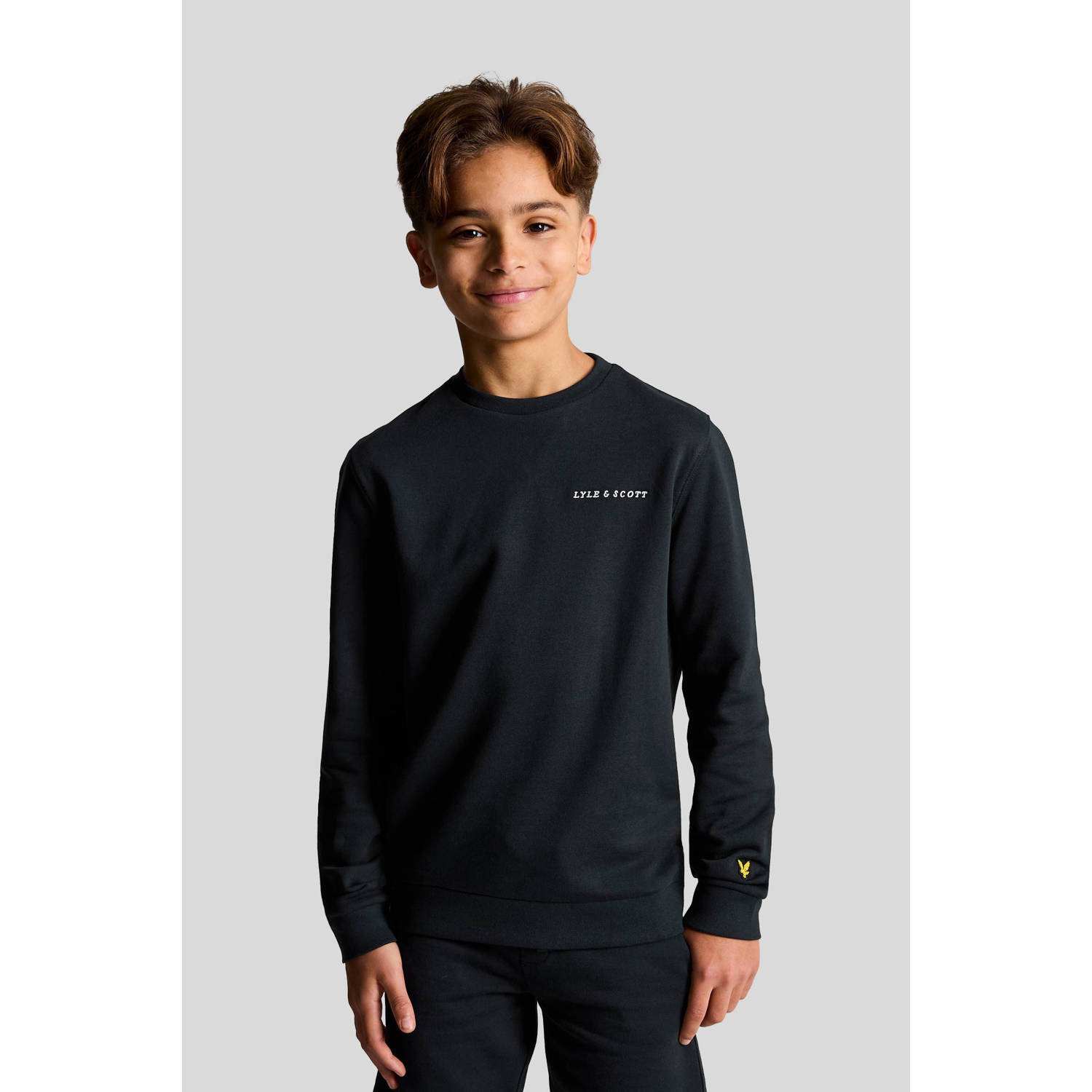 Lyle & Scott sweater donkerblauw Effen 152 158 | Sweater van