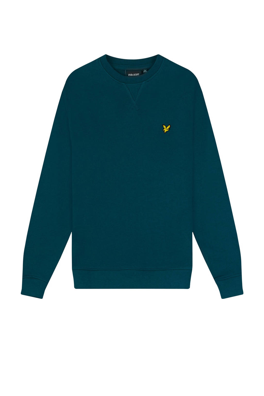 Blauwe jongens Lyle & Scott sweater met effen, lange mouwen en ronde hals