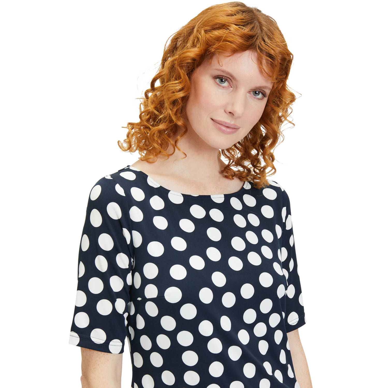 Betty Barclay A-lijn jurk met stippen donkerblauw wit