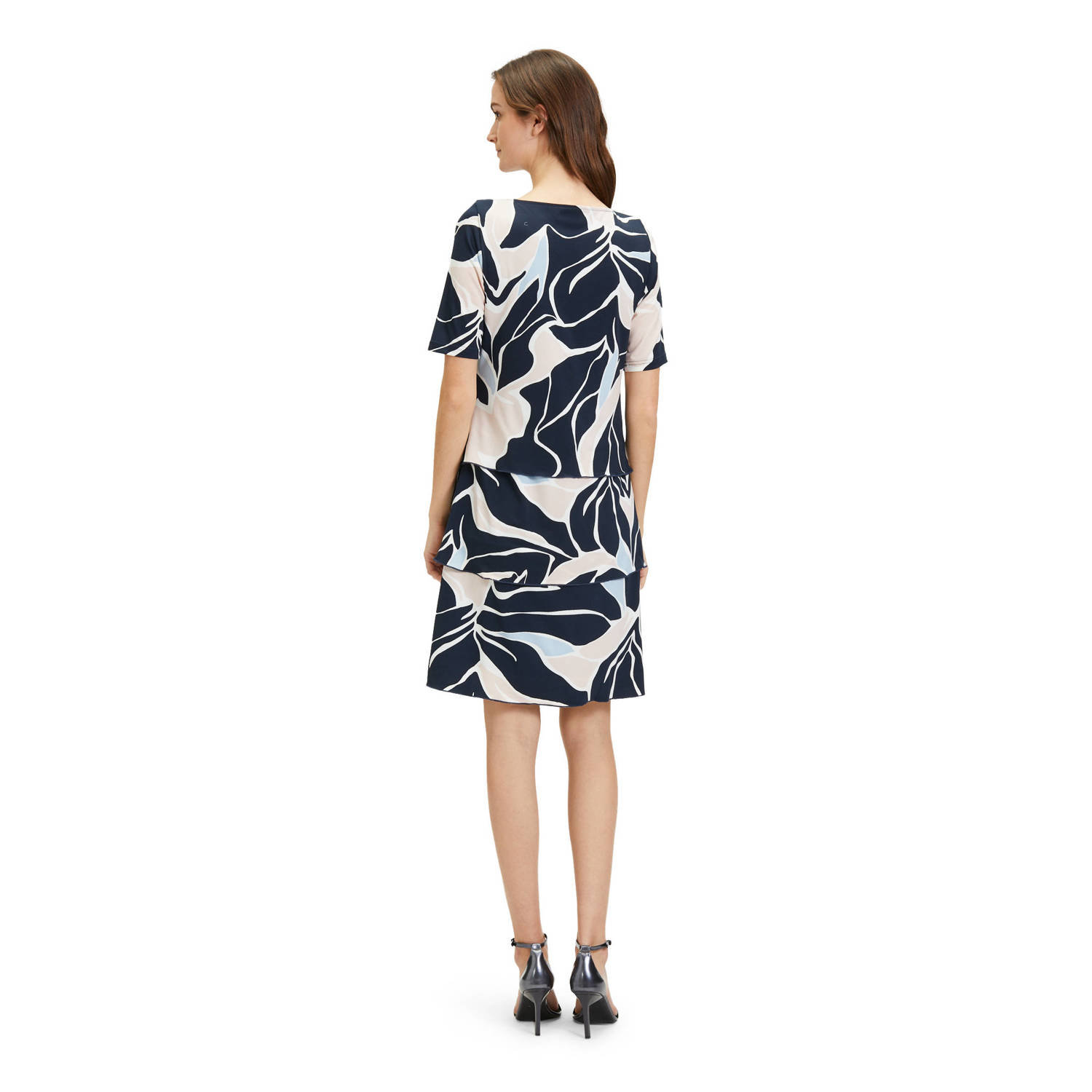 Betty Barclay jurk met all over print donkerblauw lichtroze