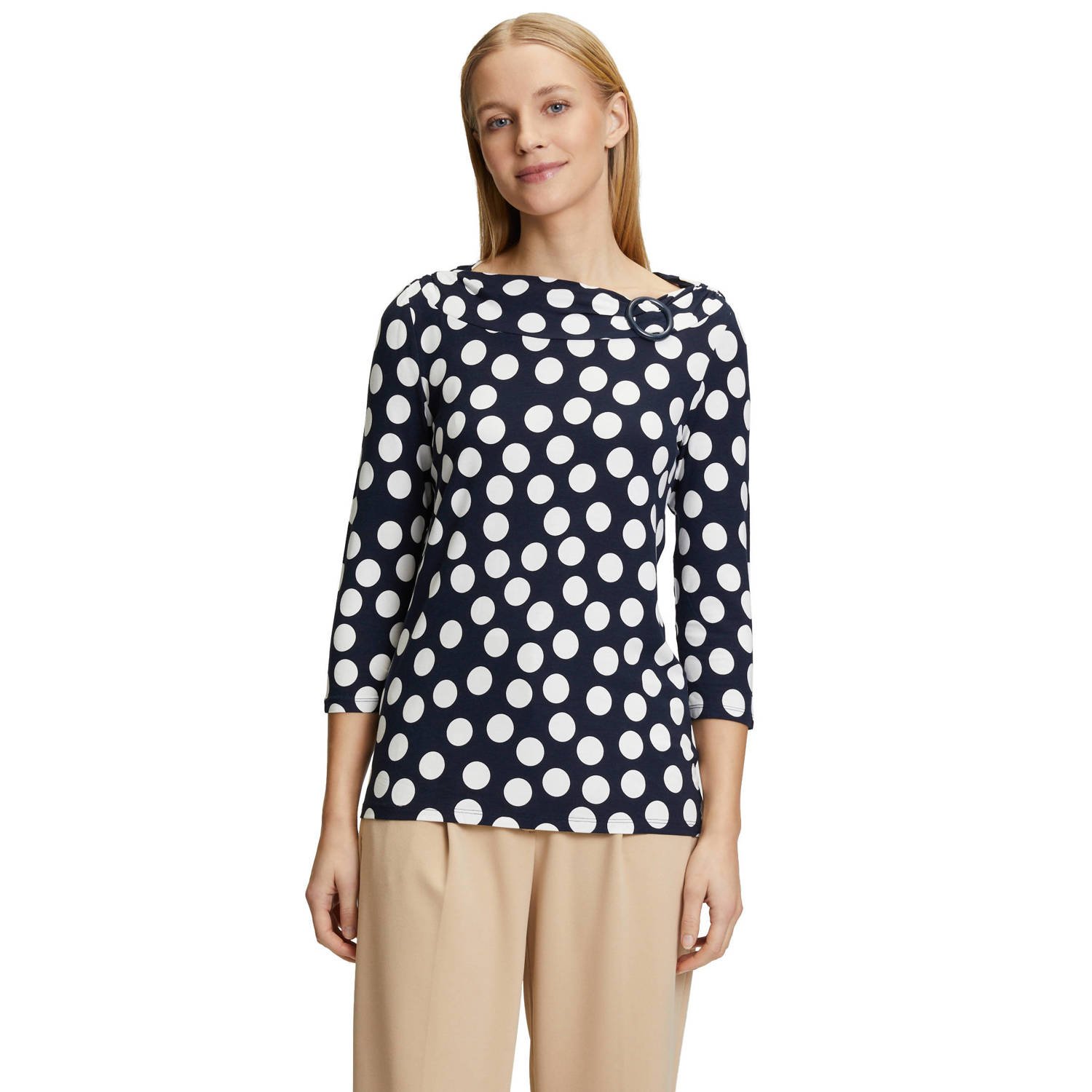 Betty Barclay top met stippen donkerblauw wit