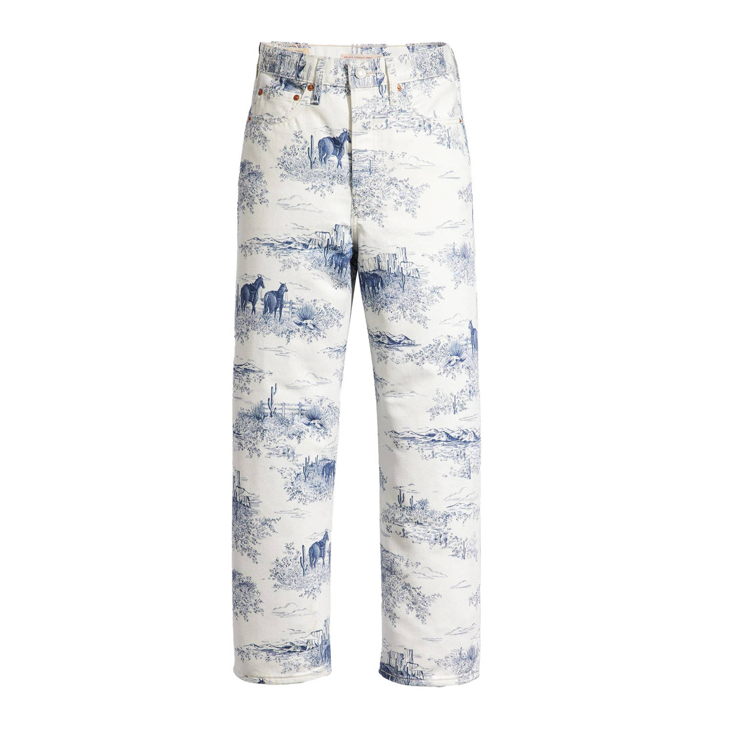 Levi's Ribcage high waist straight jeans met all over print wit blauw