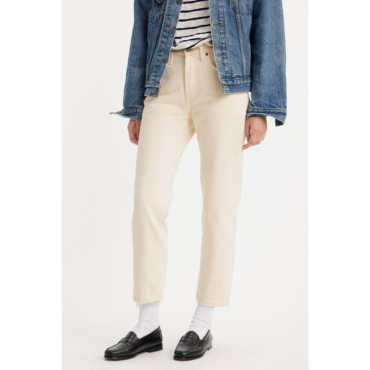 Levi's cropped high waist cropped jeans ecru