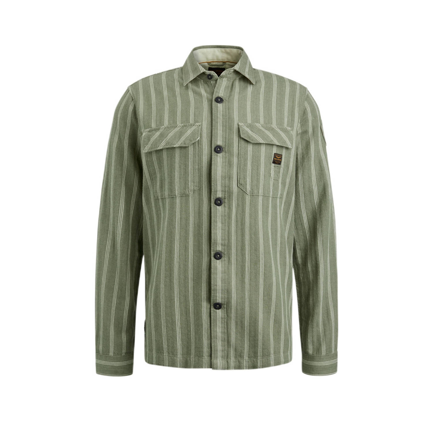 PME LEGEND Heren Overhemden Long Sleeve Shirt Yarn Dyed Stripe Groen