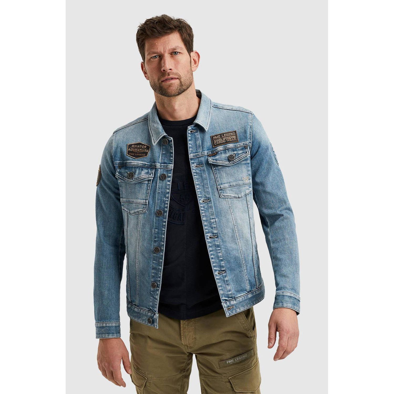 PME Legend spijkerjas met logo summer blue denim