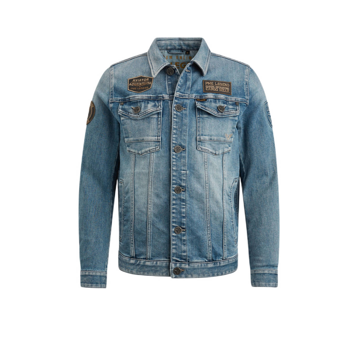 PME Legend spijkerjas met logo summer blue denim