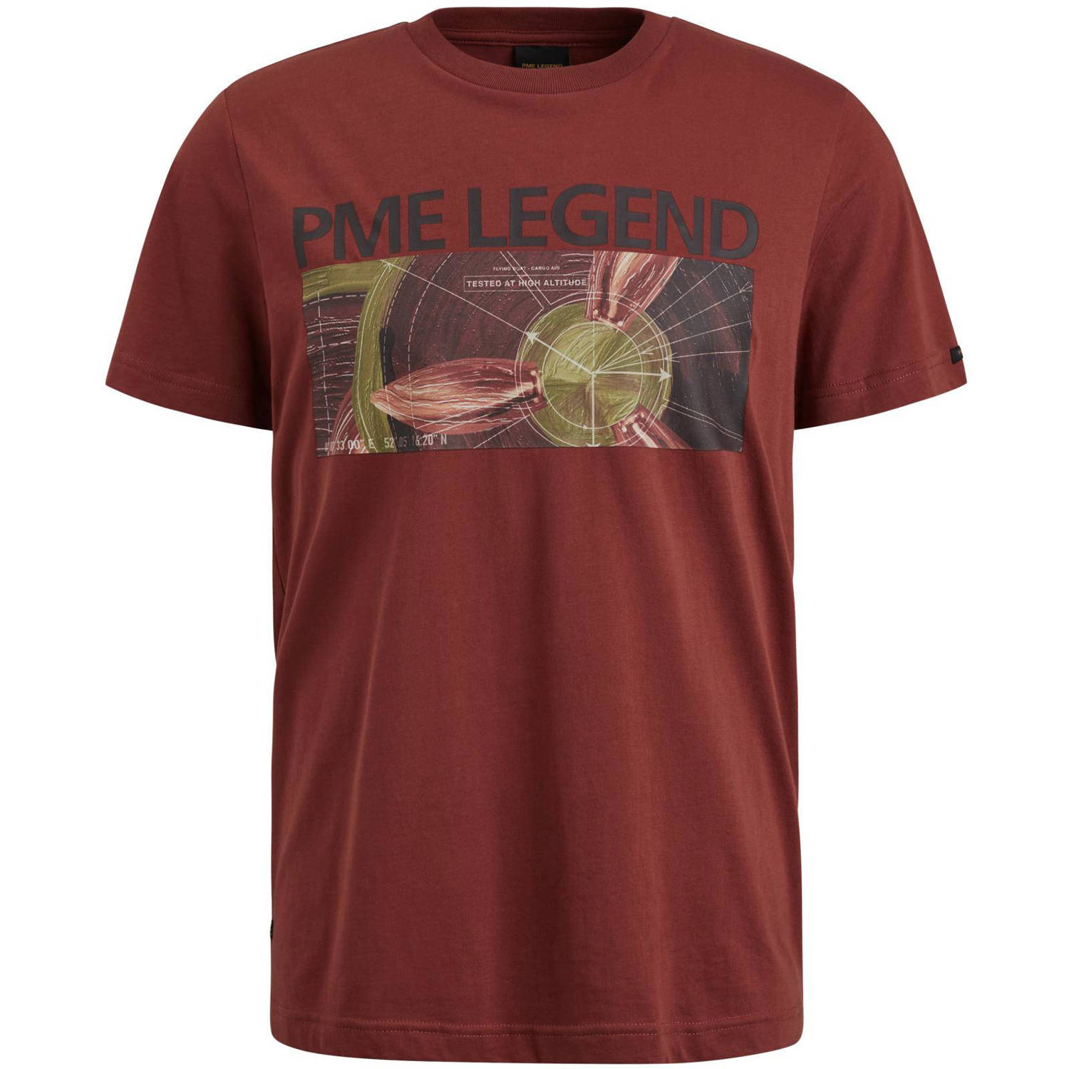 PME Legend regular fit T-shirt met printopdruk rood