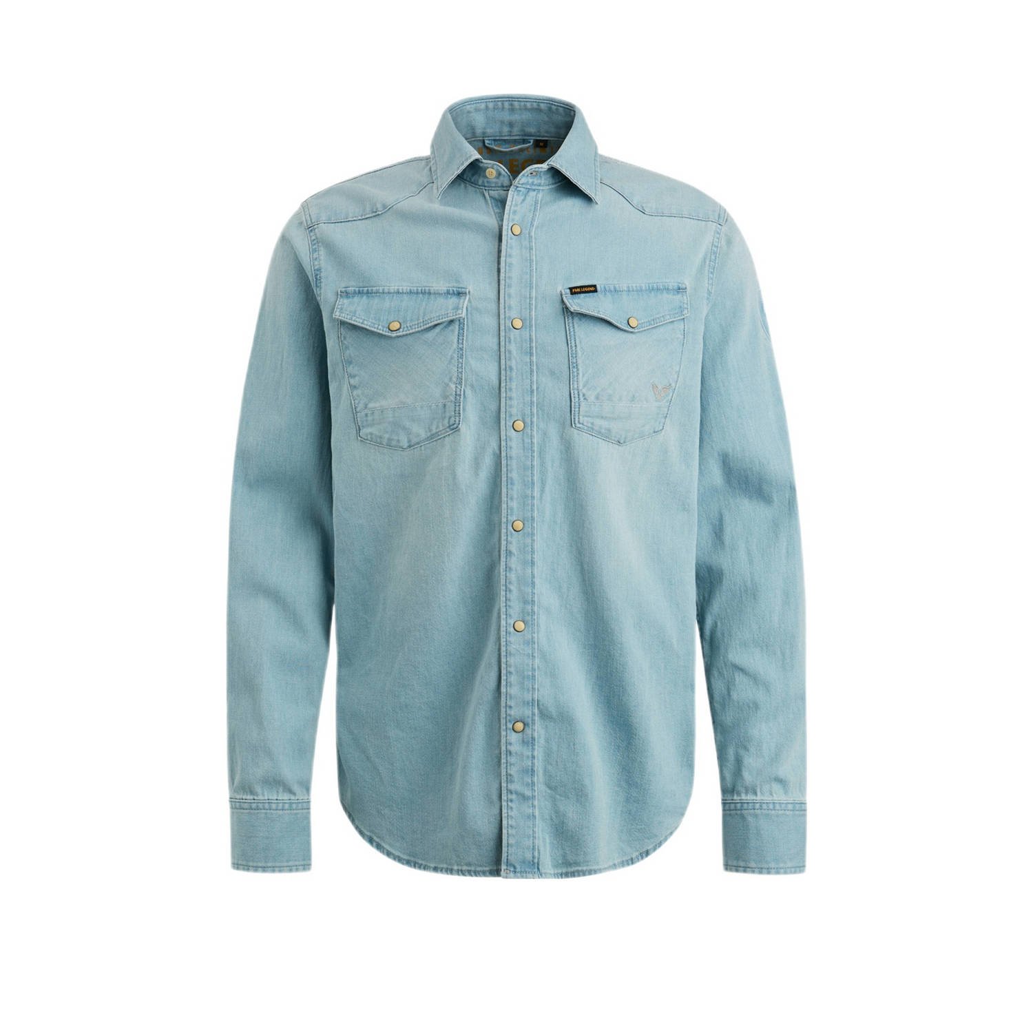 PME Legend slim fit denim overhemd real light blue