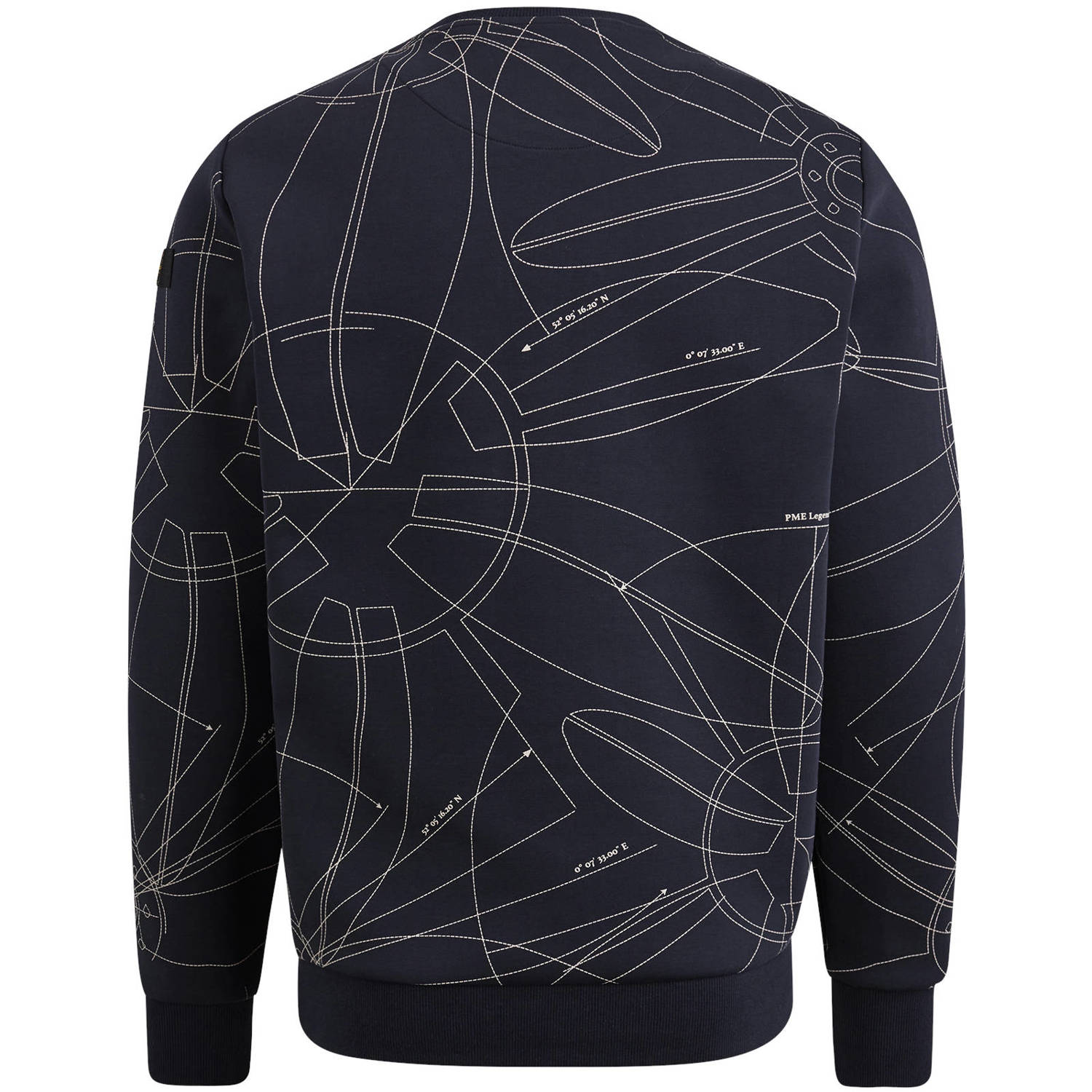 PME Legend sweater met all over print donkerblauw