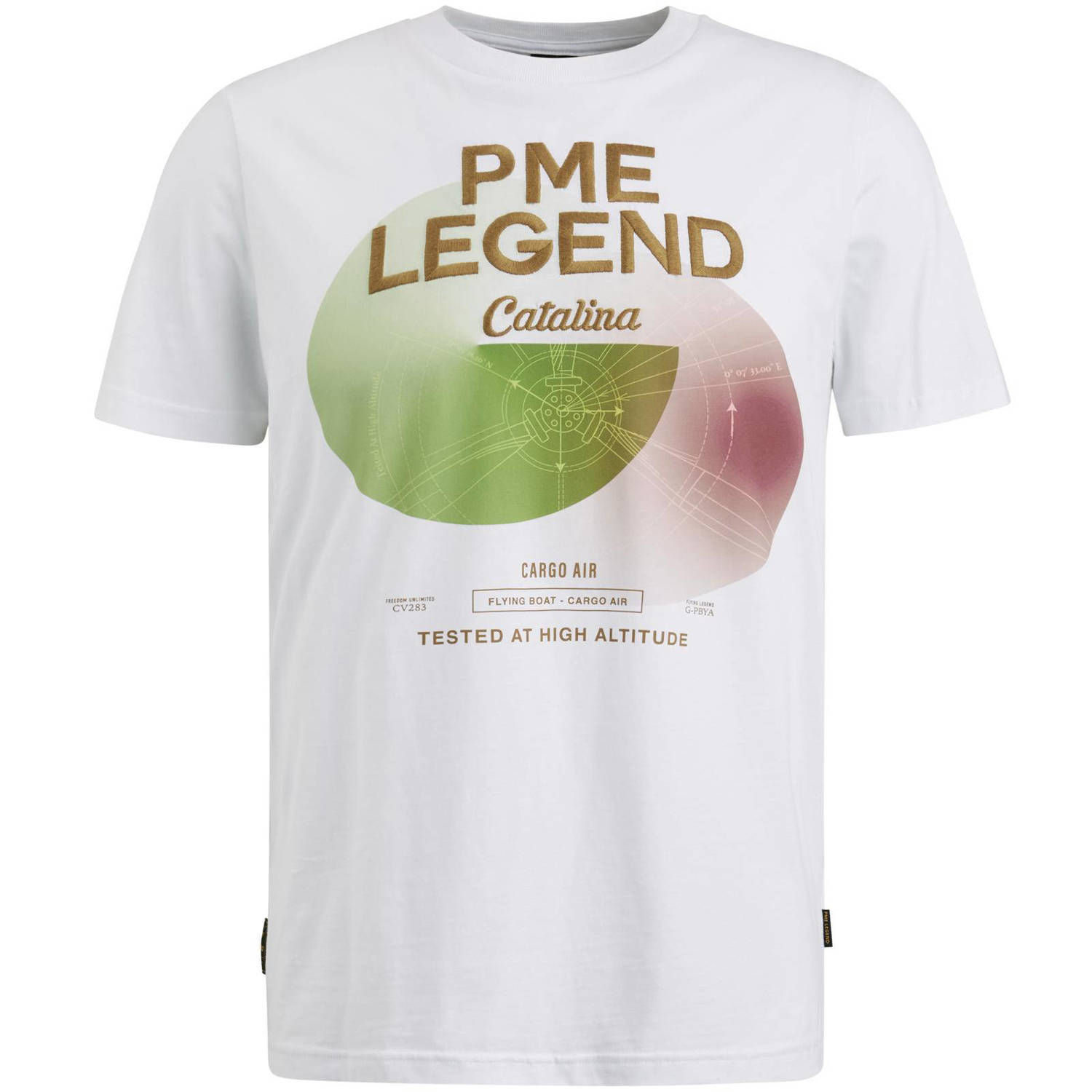 PME Legend regular fit T-shirt met printopdruk wit