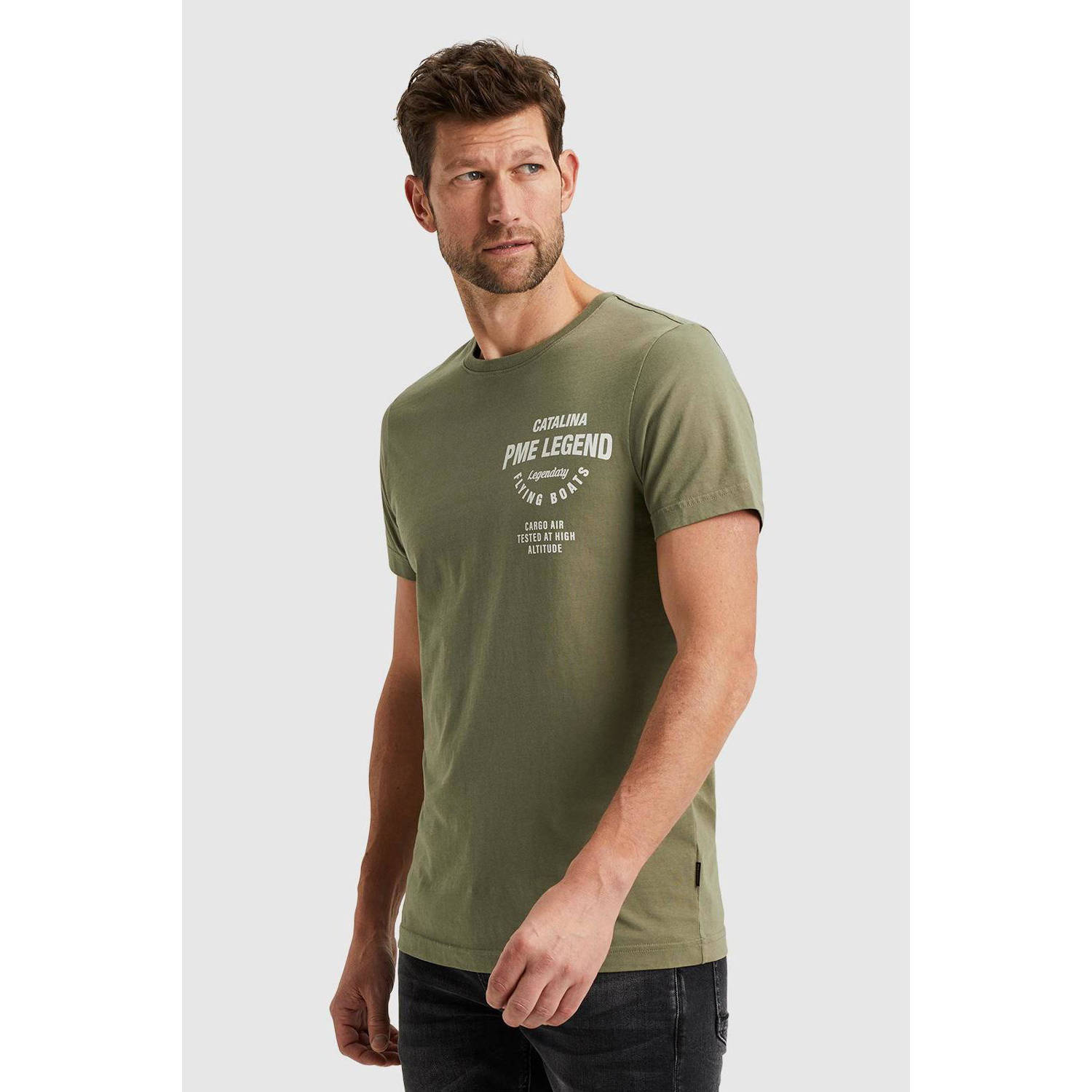 PME Legend regular fit T-shirt met backprint groen